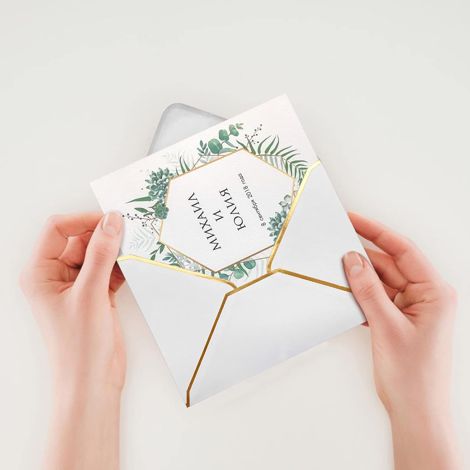 50 PCS Invitation Envelopes, 5X7 Envelopes for Invitations White Envelopes for 5X7 Cards A7 Luxury Envelopes Mailing Envelopes for Wedding, Graduation image number 1