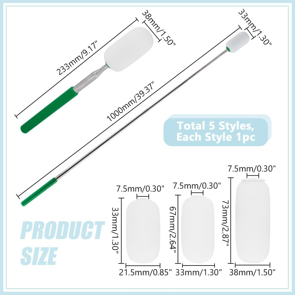 HOBBIESAY 2Pcs Telescoping Sponge Stick with 3Pcs Detachable Sponge Head Pottery Sponge for Clay Pottery Sponge Brush for Art Clay and Pottery Cleaning image number 3