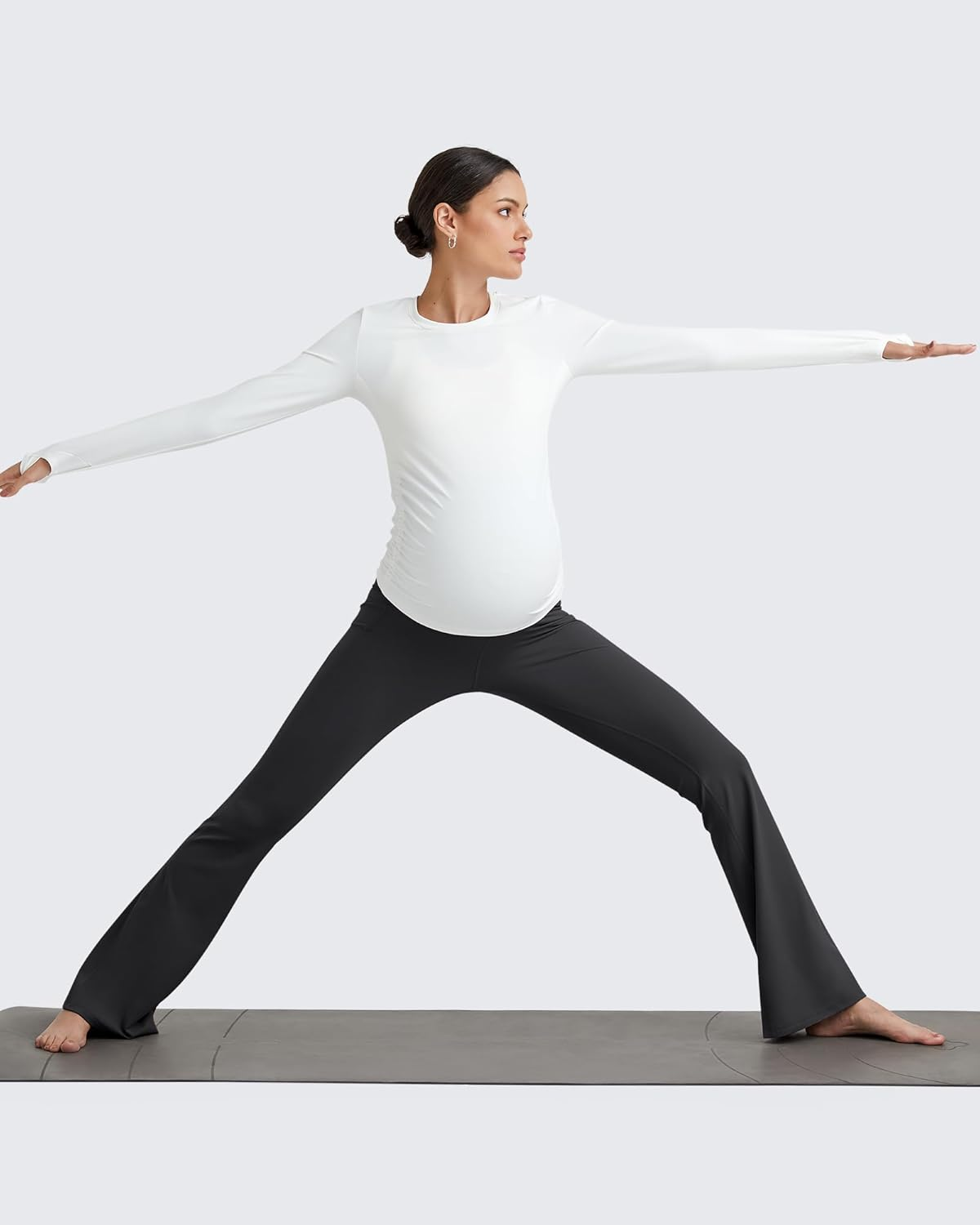 G4Free Barefeel Maternity Flare Leggings with Pockets over the Belly Stretchy Casual Lounge Pregnancy Dress Pants for Work image number 1