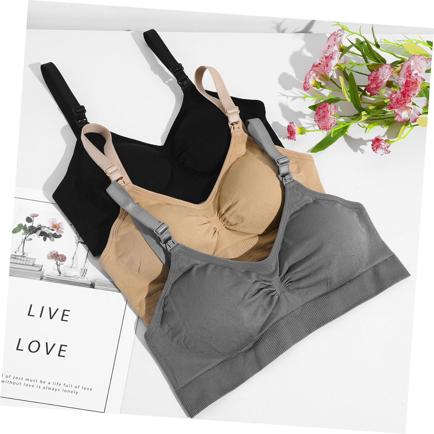 Baluue Nursing Bras for Breastfeeding Maternity Comfortable Moms Bras with Extenders Stylish Versatile Support for Nursing Moms Quick Release Clips for Easy Feeding image number 6