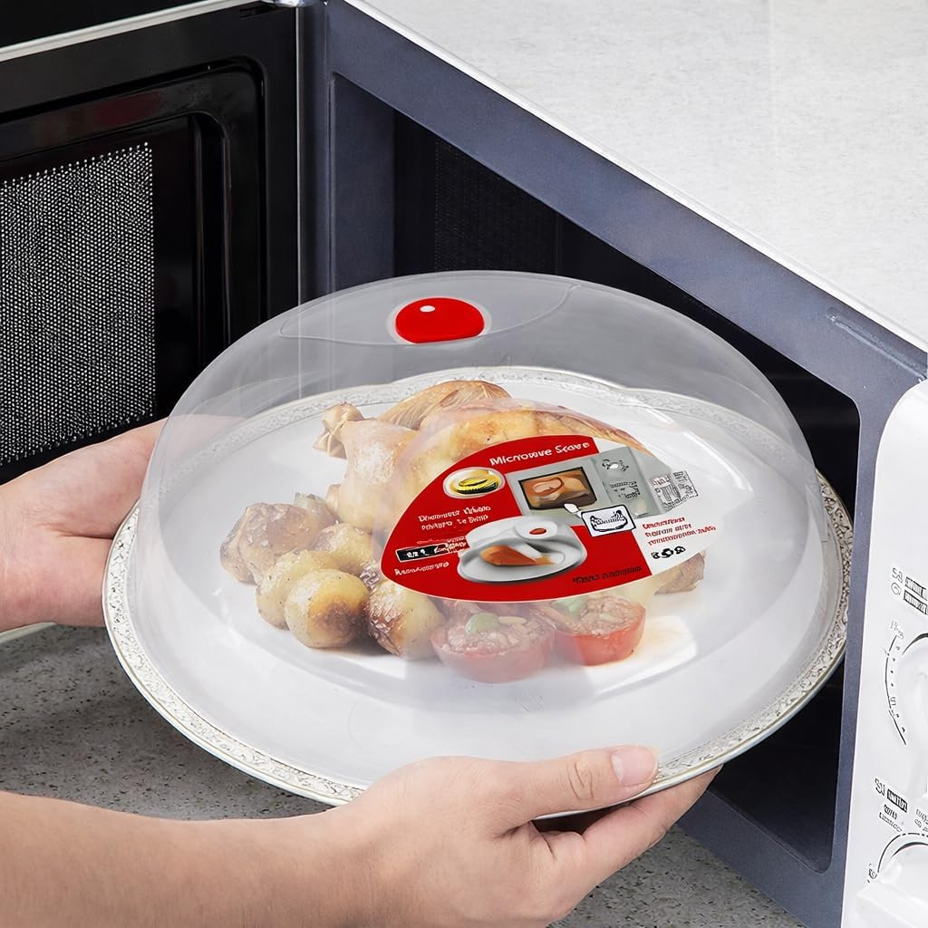 Leona Co Microwave Splatter Cover 25Cm - Bpa-Free Plastic Microwave Plate Cover with Steam Vent - Dishwasher Safe Microwave Lid for Plates & Bowls, 25Cm Diameter 11Cm Height (3) image number 4
