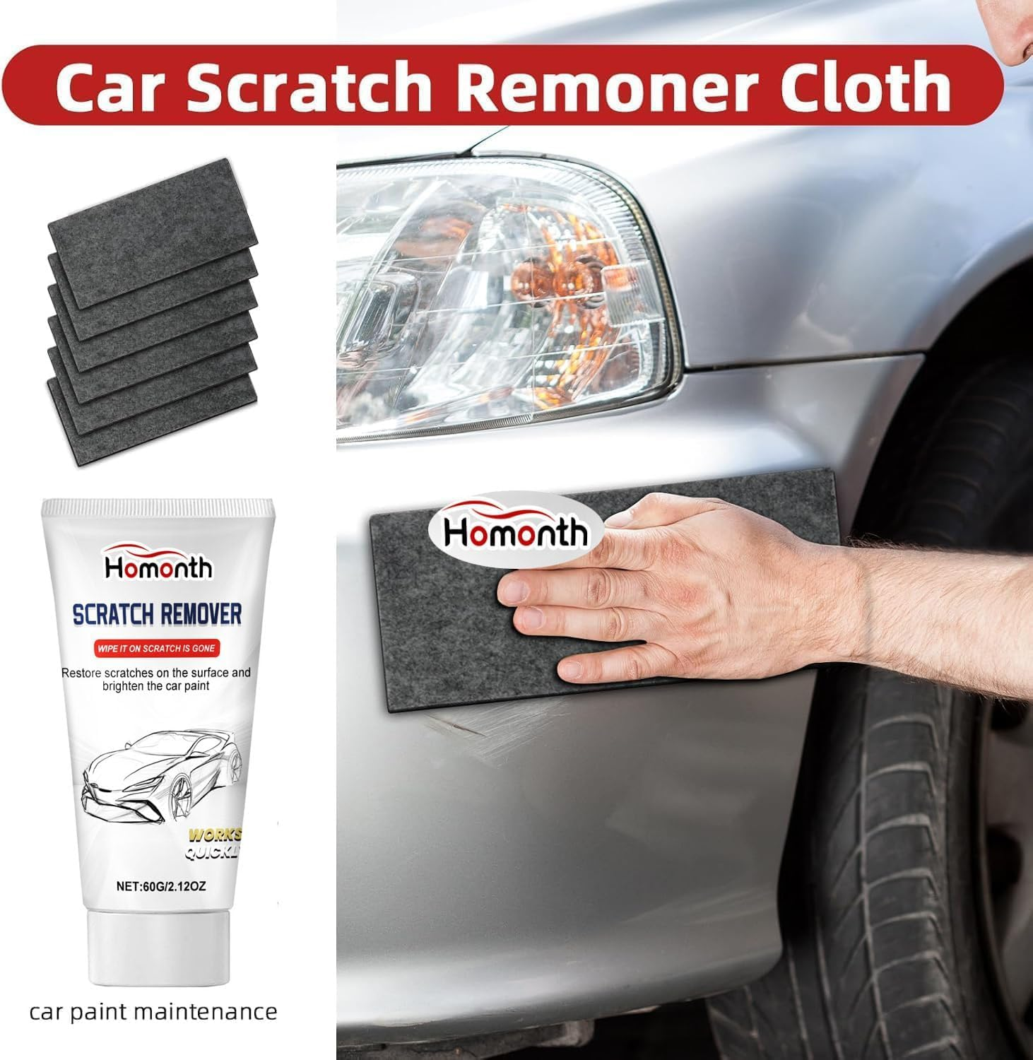 6PCS Nano Sparkle Magic Cloth, Car Scratch Remover Kit for Paint Repair, Water Spots & Surface Polishing, Multi-Purpose Scratch Repair Cloth for All Cars, Easily Fixes Light Scratches & Swirl Marks image number 1