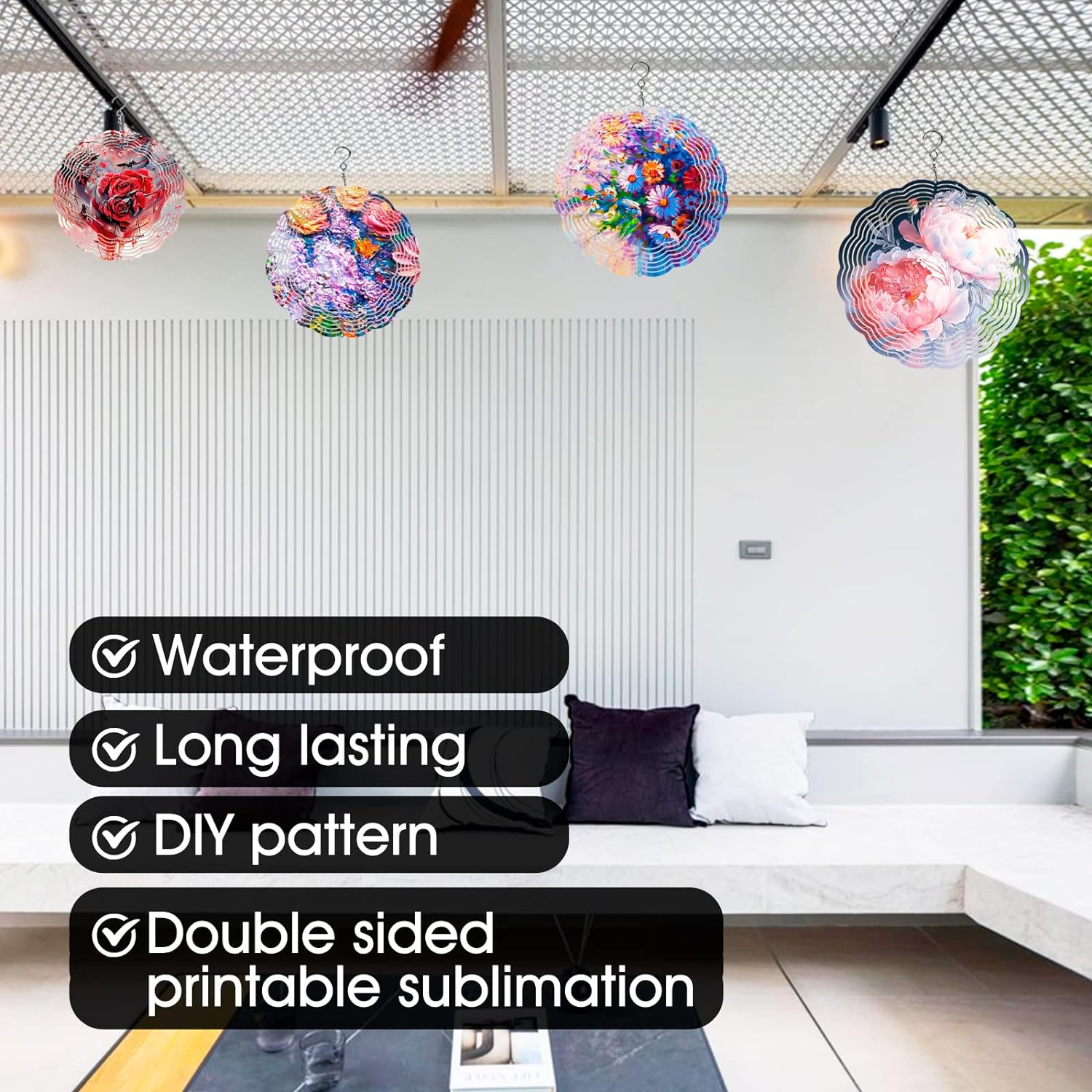 10 Pack 8 Inch Sublimation Wind Spinner Blanks,Wind Spinners Sublimation Blanks 3D Aluminum Metal Wind Spinners for Yard and Garden Indoor Outdoor Window Porch Decoration round (10 Pcs 8 Inch) image number 5