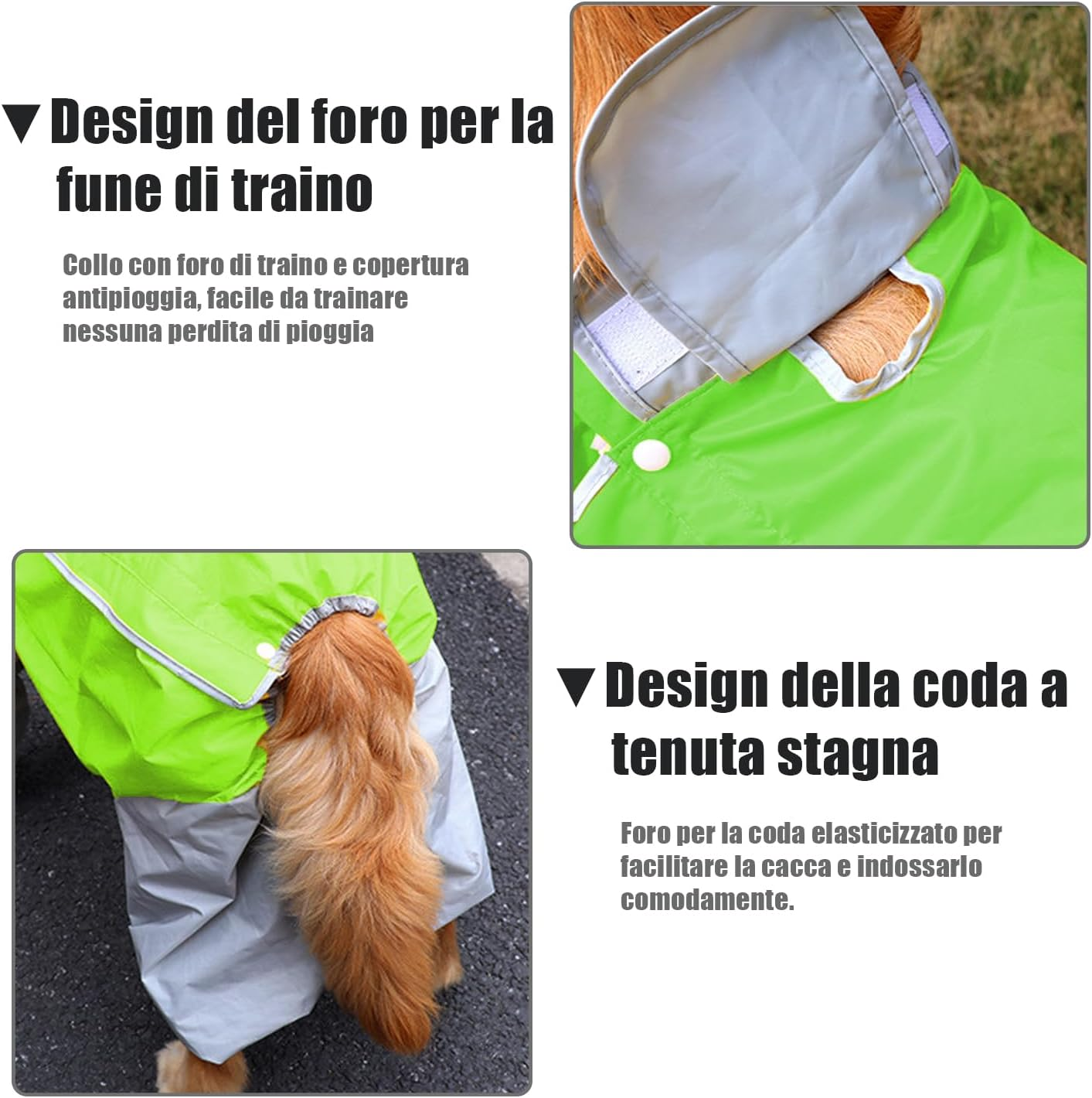 Norhogo Dog Clothes, Waterproof Dog Coat with Hood, Adjustable Waterproof Poncho, Lightweight, Quick-Drying Rain Jacket, Pet Accessories for Dogs, Medium/Large Size (26, Green) image number 2