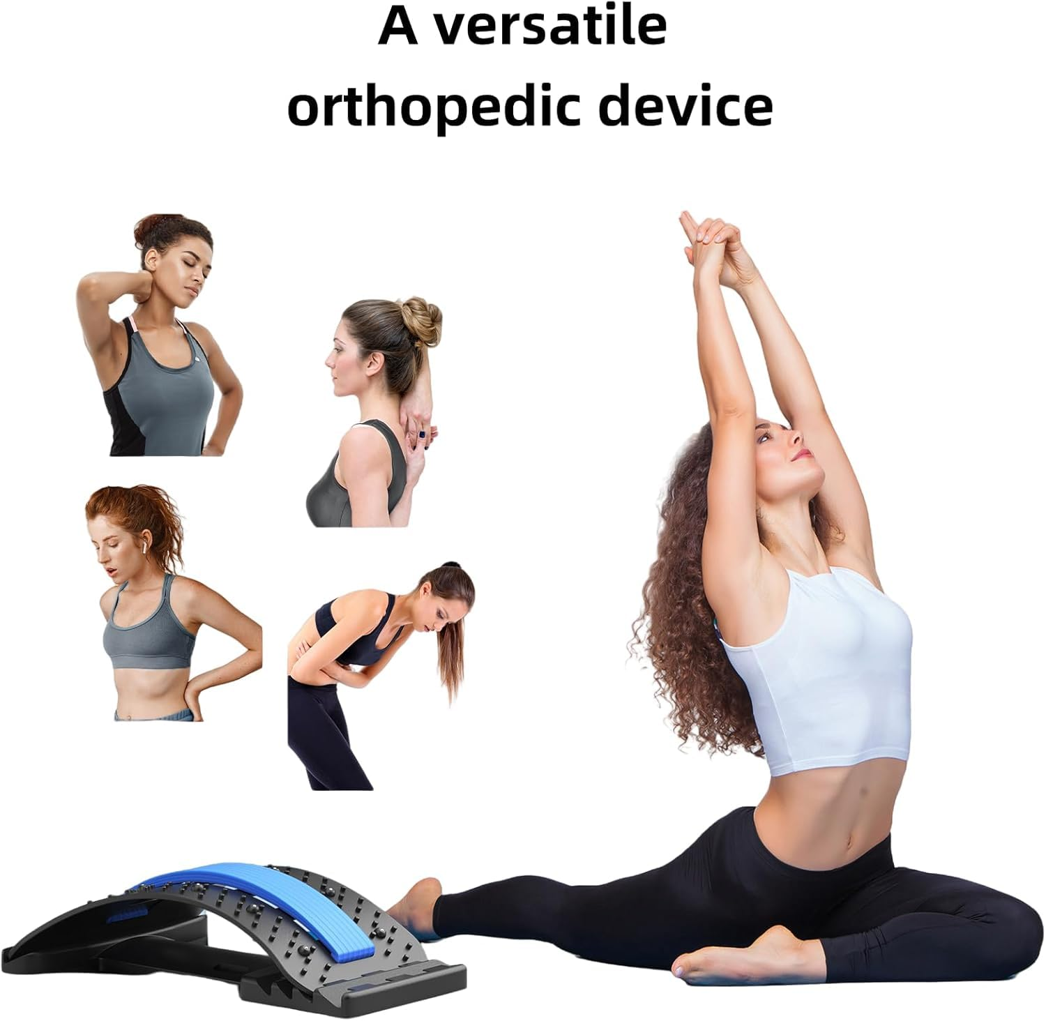 Back Stretcher for Lower Back Pain Relief, Everlasting Comfort Adjustable Spine Decompressor, Lumbar Support, Back Pain Relief Products with Memory Foam Pad, Back Cracker (Blue, One Size) image number 3