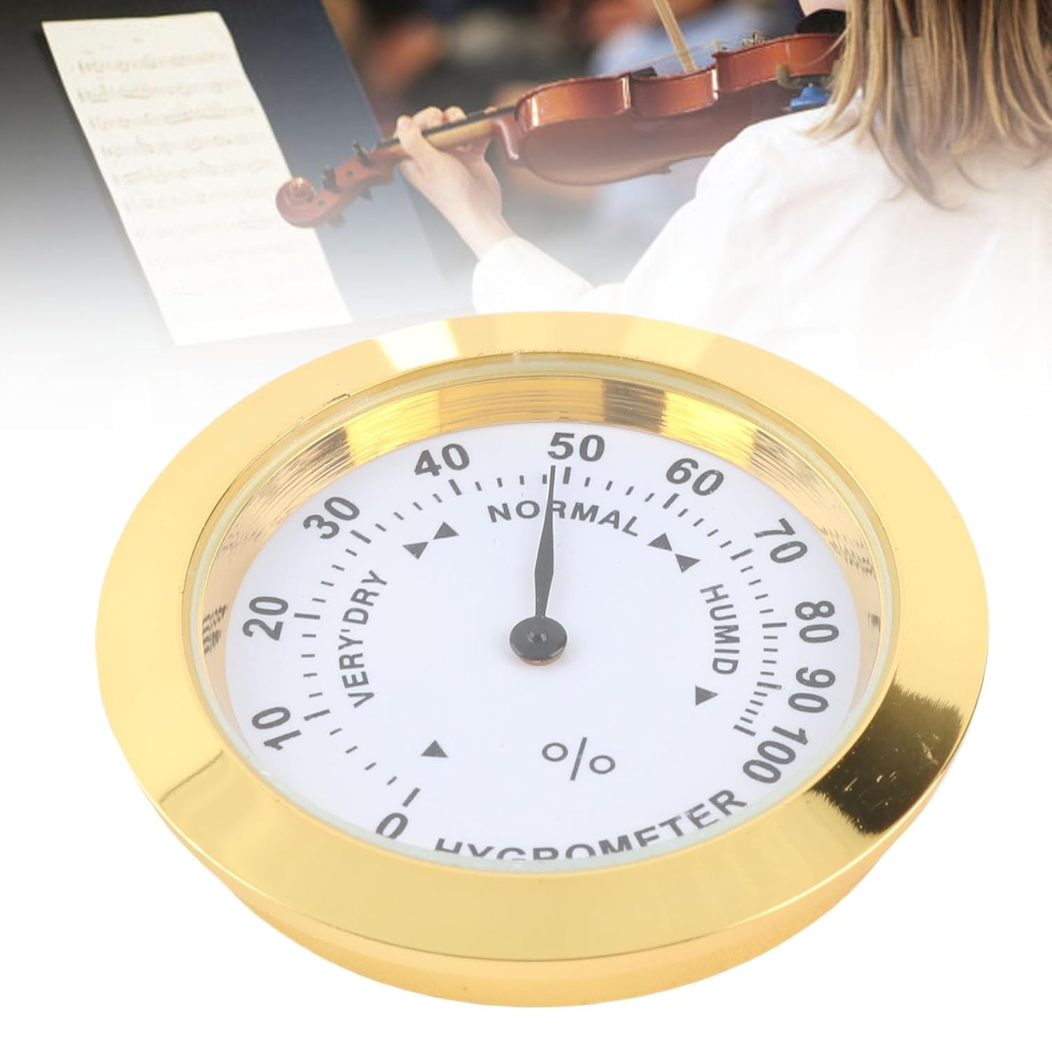 Violin Case Hygrometer - Alloy round Humidity Meter for Guitars and Musical Instruments, User-Friendly and Portable Design image number 6