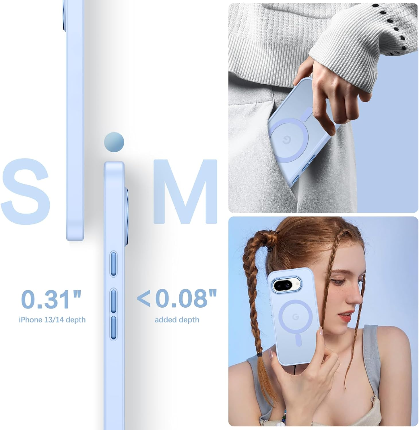 BENTOBEN for Google Pixel 9A Case, Magnetic Skin-Friendly Touch Slim Matte Phone Cases Supports Wireless Charging, Shockproof Full-Body Protective Cover for Google Pixel 9A 6.3 Inch (2025) Light Blue image number 3