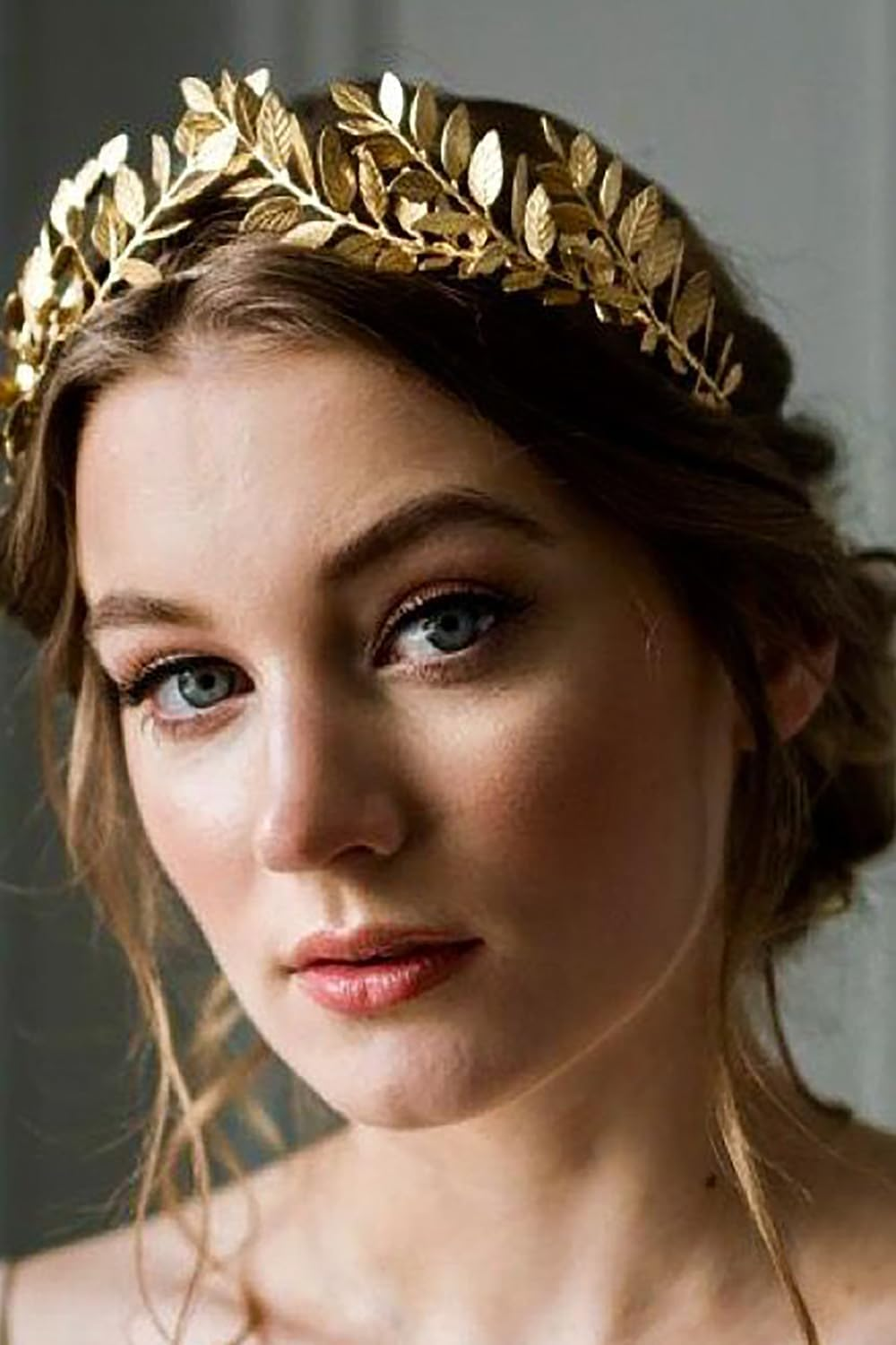 WOVOWOVO Gold Leaf Crowns for Women Girls Bride Wedding Tiaras Hair Accessories Bridal Headband Headpiece Greek Goddess Cosplay Photo Prom