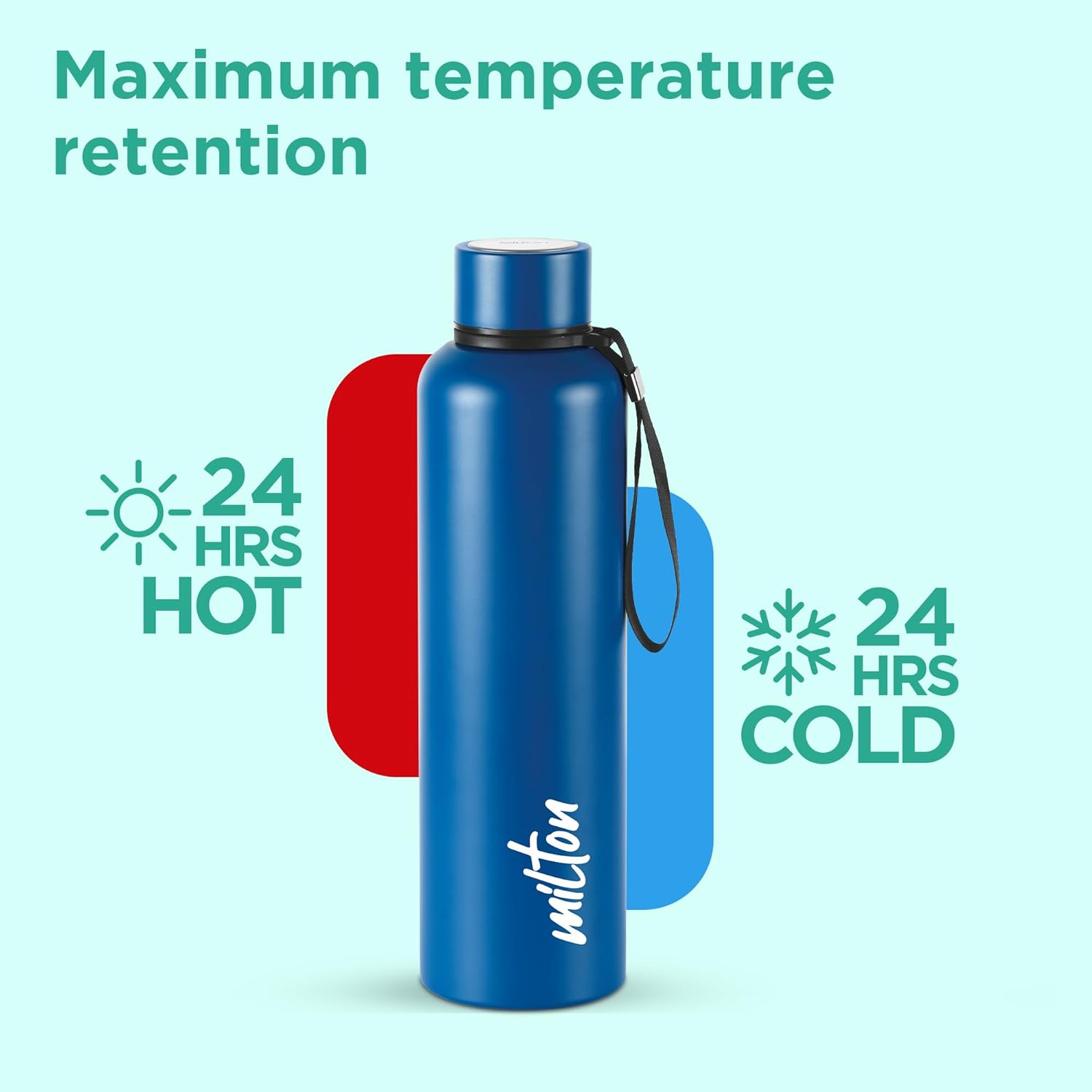 Milton Aura 1000 Dark Blue 1.05L Stainless Steel Vacuum Insulated Leakproof Thermosteel Bottle, 24 Hours Hot and Cold, Easy to Carry, Rust Proof, Tea, Coffee, Office, Travel Bottle image number 4