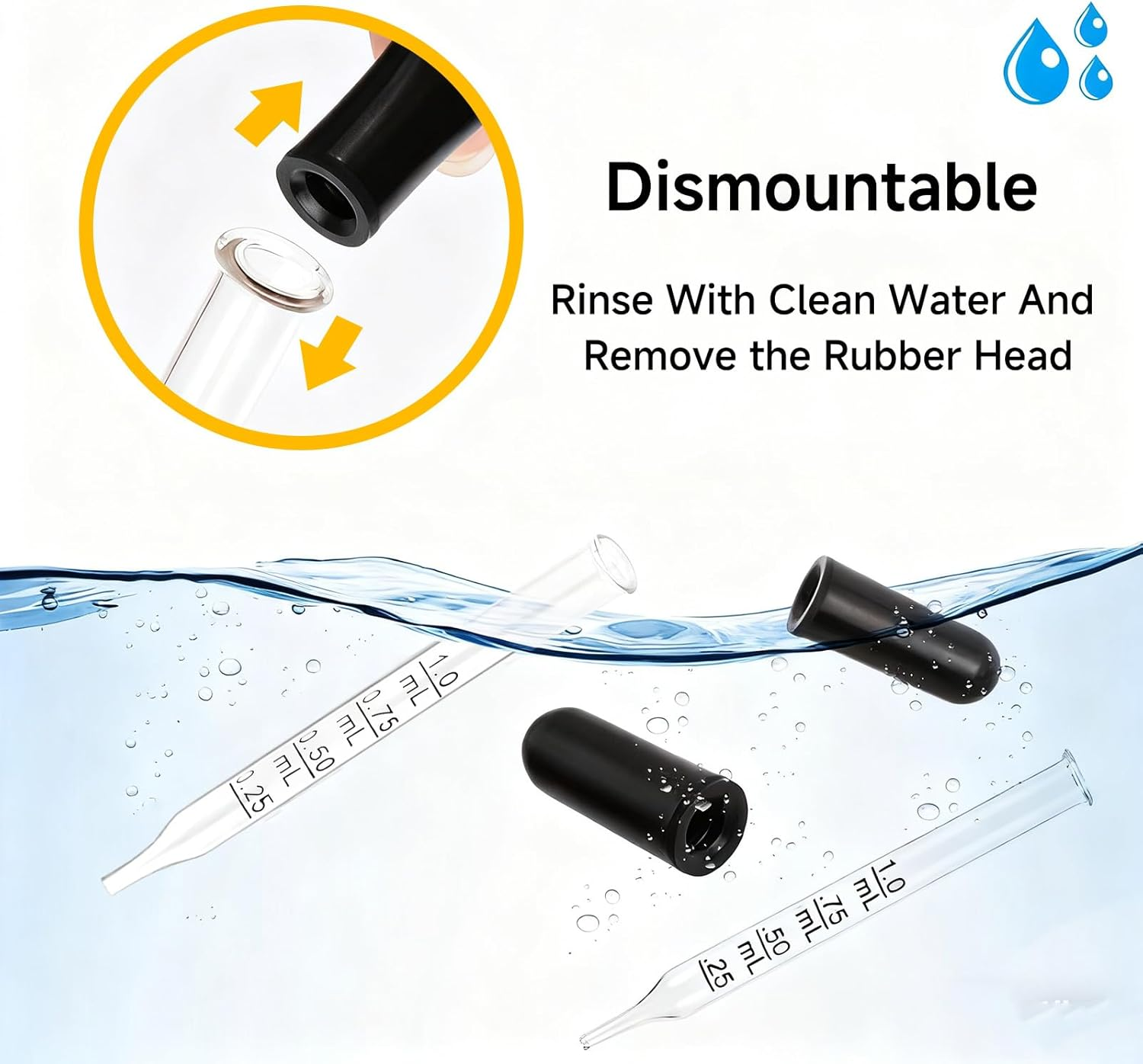 12 Pcs Glass Dropper Pipette, Straight Tip Calibrated Eye Dropper with Black Rubber Bulb 1Ml Precise Liquid Transfer Tool, Essential Oils Crafts Skincare Nutrient Liquid Laboratory Use image number 4