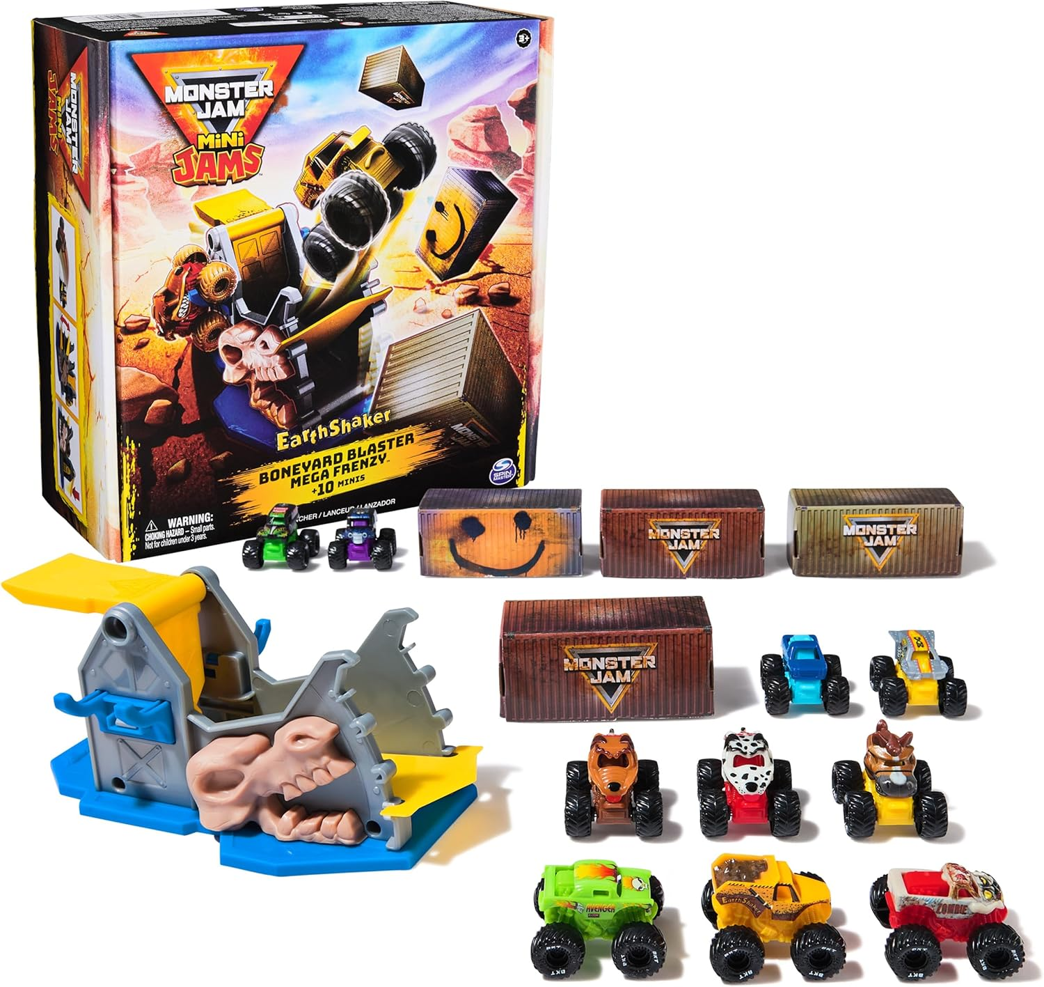 Monster Jam Mini Jam, Megalodon Mad Hog Chomper and Monster Truck, Fun Cleanup and Storage, Kids&rsquo; Toy Gifts for Boys and Girls Aged 3 and Up