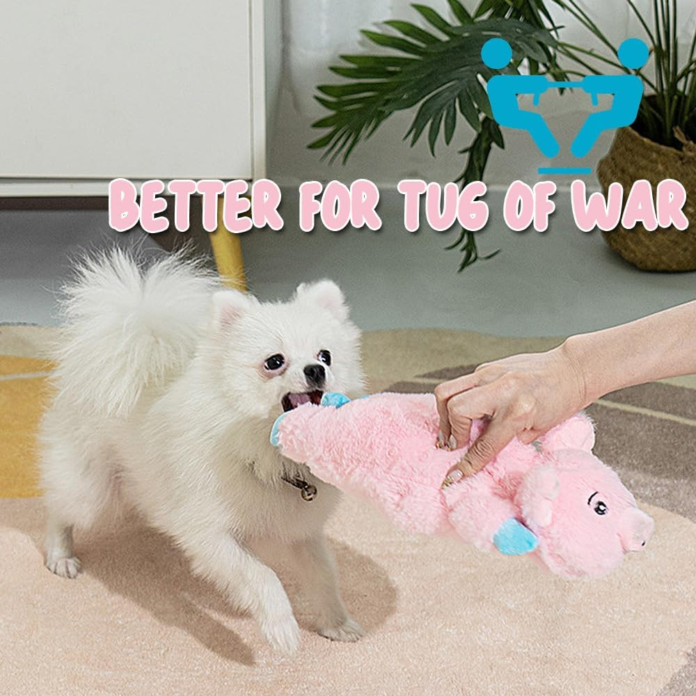 Speedy Panther Plush Dog Toy, Dog Toys for Large Dogs, Pink Pig Puppy Toys from 8 Weeks, Squeakey Dog Toys for Small Medium Large Dogs