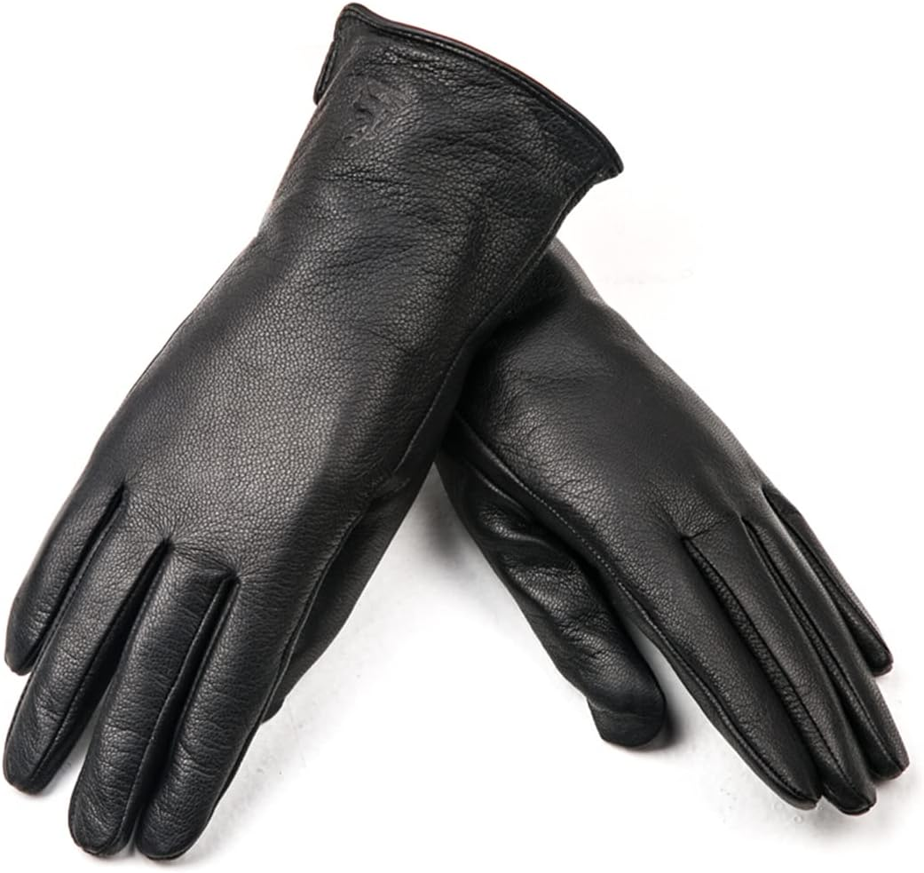 Women'S Black Leather Gloves High-Grade Leather Gloves Women'S Winter Warm Leather Gloves Women image number 2