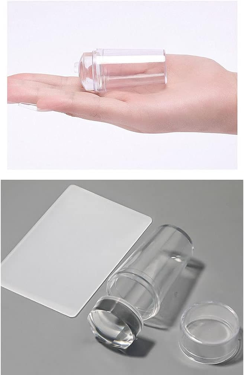 Silicone Transparent Nail Art Stamping Kit Everthing for Manicure Plate Stamp Polish Stencil Template Seal Stamper Nail Stamping Tool with Scraper image number 6