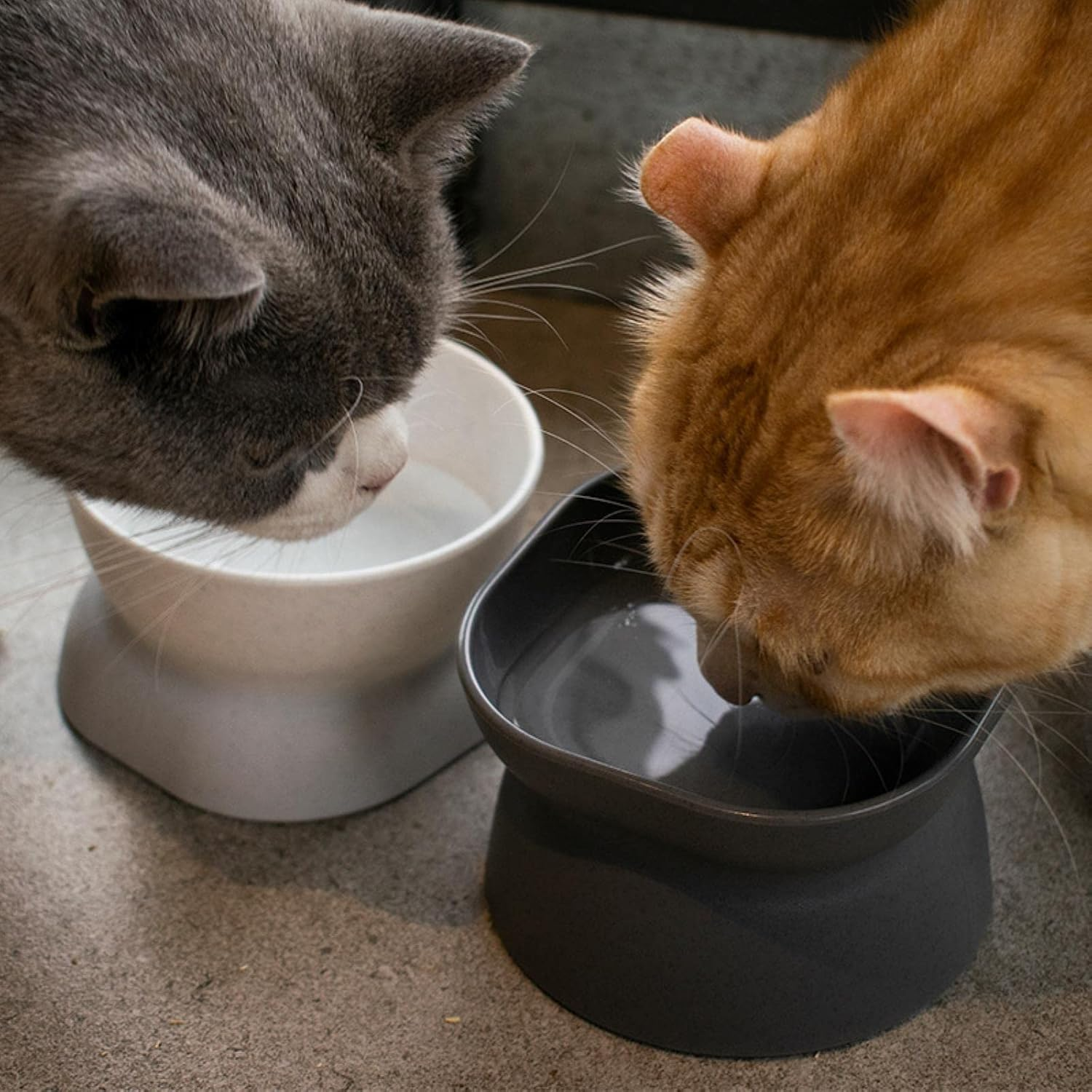 Cat Pet Bowl Cat Bowl Slant Mouth High Leg Neck Dog Bowl Large Capacity Cat Bowl Dog Bowl Pet Food Utensils-Dark Grey image number 1