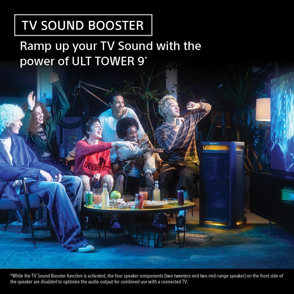 Sony ULT Tower 9 Bluetooth Party Speaker with Powerful Bass, 360&deg; Sound and Party Lights, USB & Line-In Play Back Options, and Microphone/Guitar Input (SRSULT900AC) image number 4