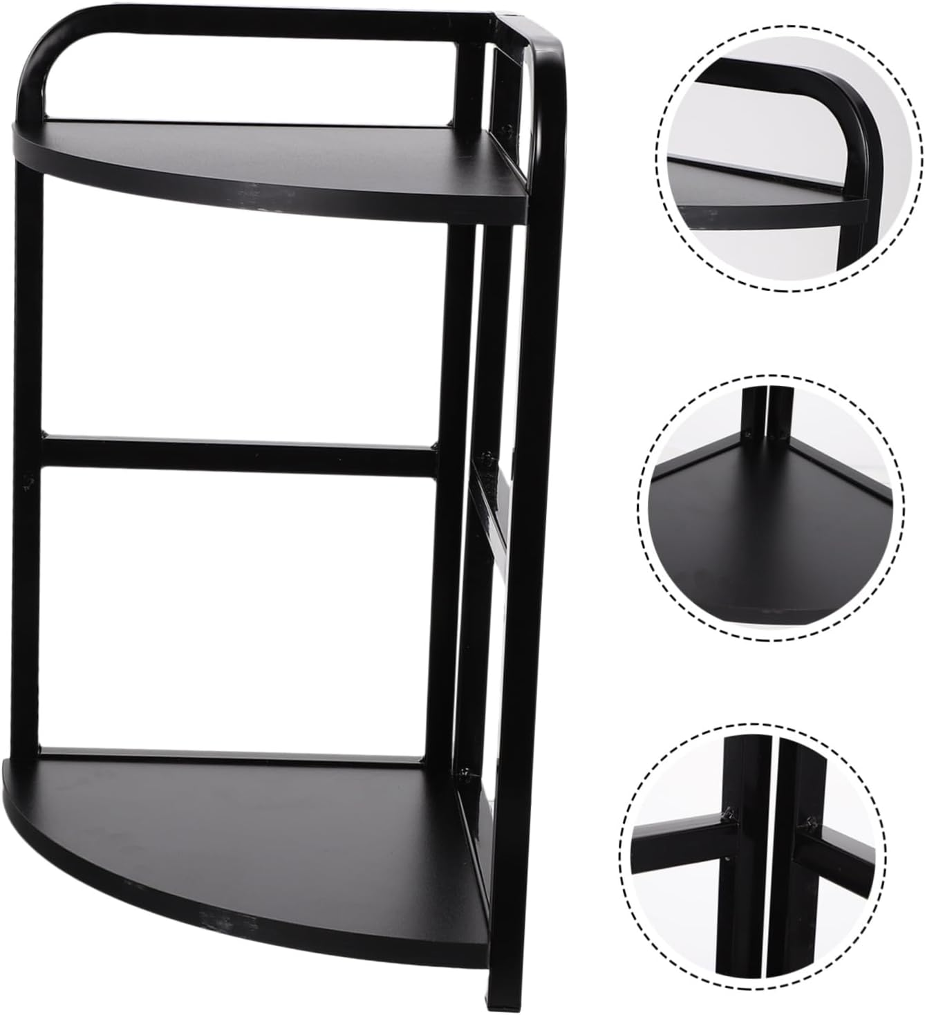 Double Layers Corner Spice Rack 25X25X43Cm Black Willow Wood with Metal Frame Kitchen Storage Shelf for Home Kitchen Seasoning Organization image number 5