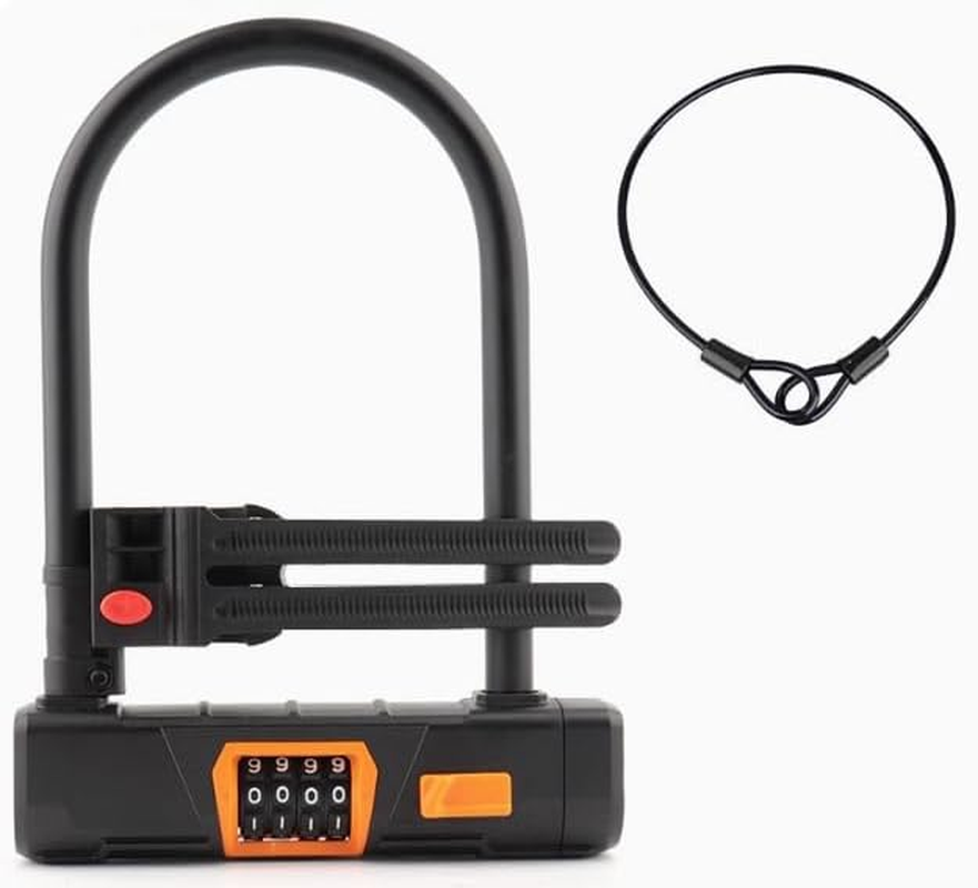 Bike Locks Heavy Duty anti Theft, Combo Bike U Lock, 4-Digit Resettable Combination Bicycle Lock, Large U Shaped Ebike Lock with 5Ft Steel Cable for Electric Bike, Escooter, Motorcycle,Door image number 4