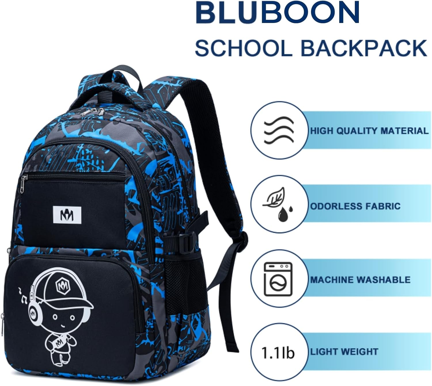 Bluboon Kids Backpack Boys Camo Bookbag Teens Elementary School Bag Daypack Travel Back Pack Middle School - Boy-Camo 2Pcs image number 7