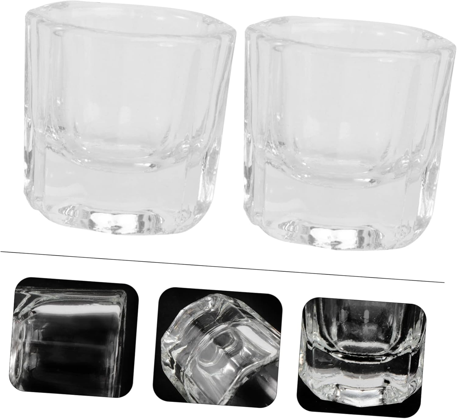 Garneck 2Pcs Manicure Glass Cups Liquid Tint Bowls Nail Styling Tools for Home and Salon Use Sturdy Crystal Design without Cover image number 1