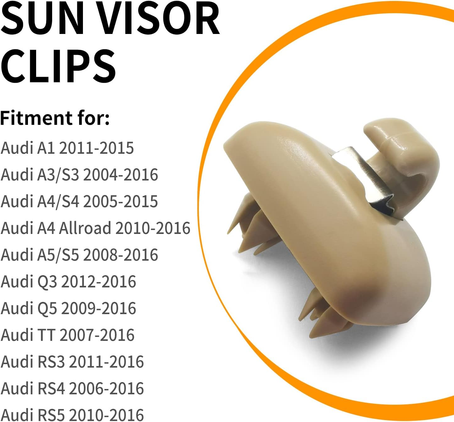 2PCS Inner Sun Visor Clips, Upgraded Car Visor Holder Hook - Compatible with Audi A1 A3 A4 A5 Q3 Q5 S3 S4 S5 TT, OEM: 8U0857562A (Beige) image number 2