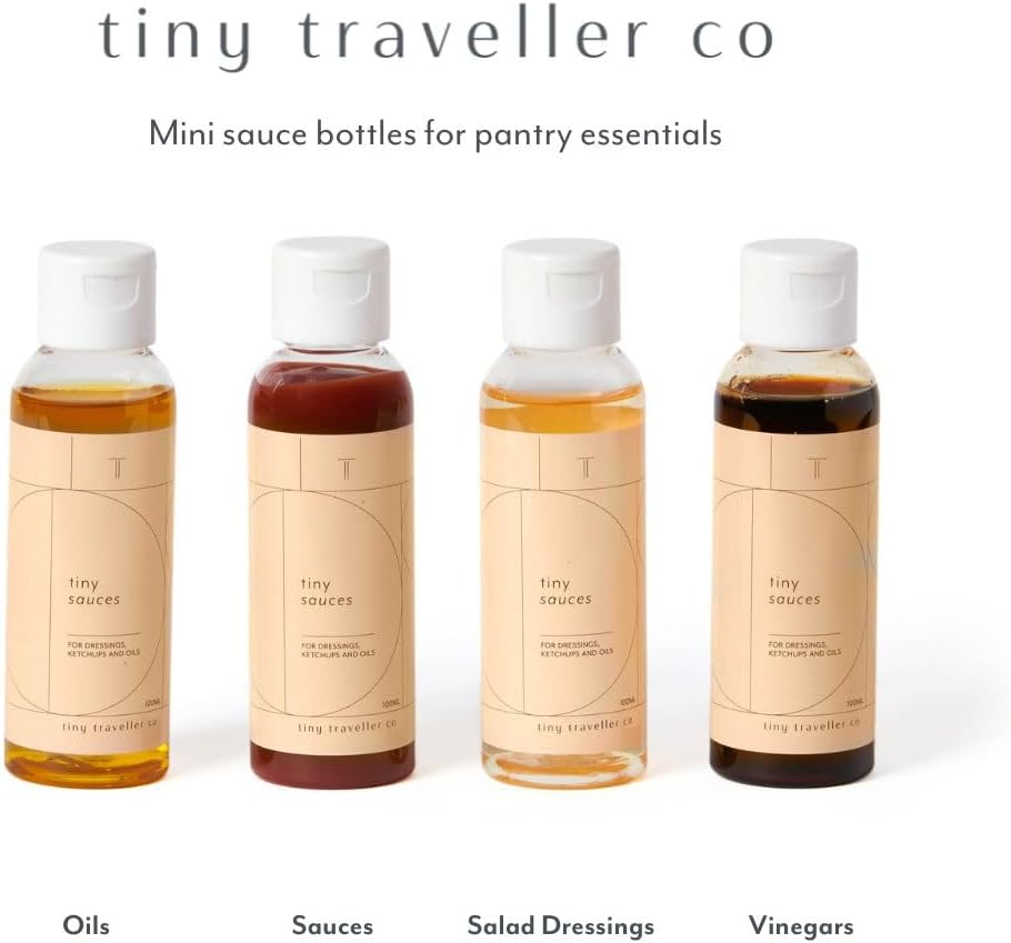Tiny Traveller Co - Leak-Proof Squeeze Bottles for Sauces with 700Ml Silicone Storage Pouch, Compact Mini Dressing Bottles, Bpa-Free, Ideal for Sauces, Oils, Dressings, and Vinegars - 4 X 100Ml image number 5