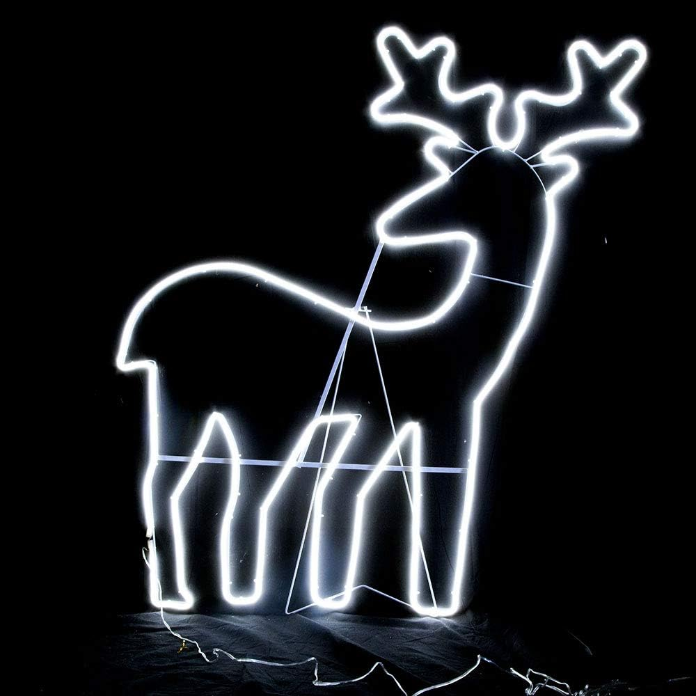 LED Neon Flexi Ropelight Reindeer for Christmas Decoration (Cold White)