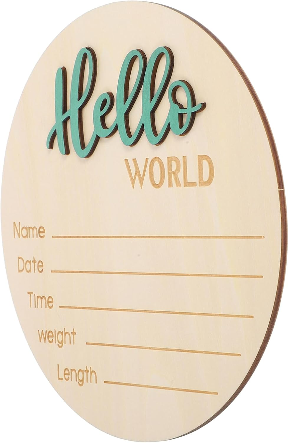 Yardwe Birth Announcement Sign Wooden round Newborn Name Sign Photography Prop for Home