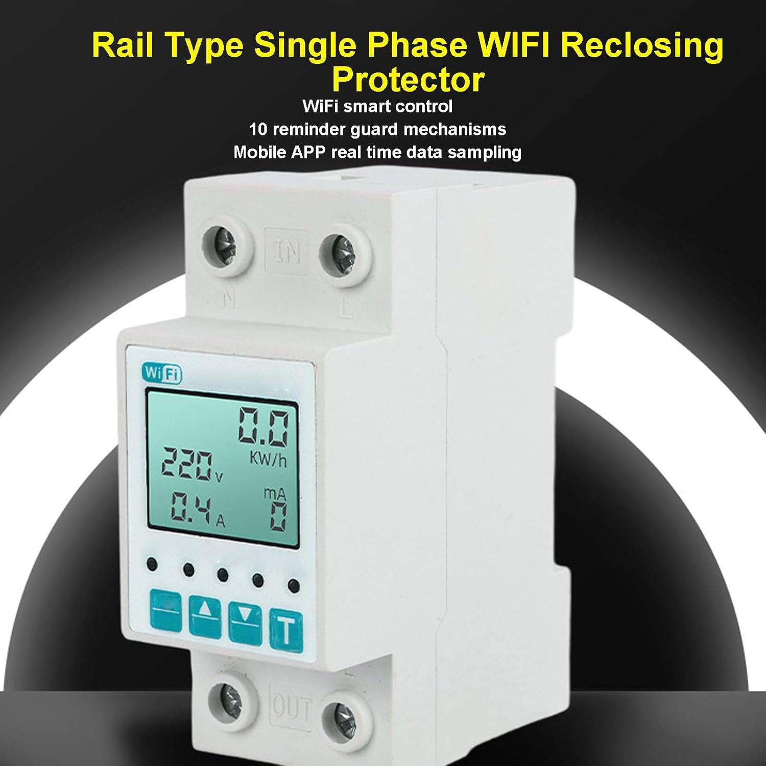 Luocute Wifi Smart Power Meter, 63A Energy Monitor Switch Meter with LCD Display, APP Remote Control, Schedule & Timer Function, Voltage Current Leakage Guard for Home image number 2