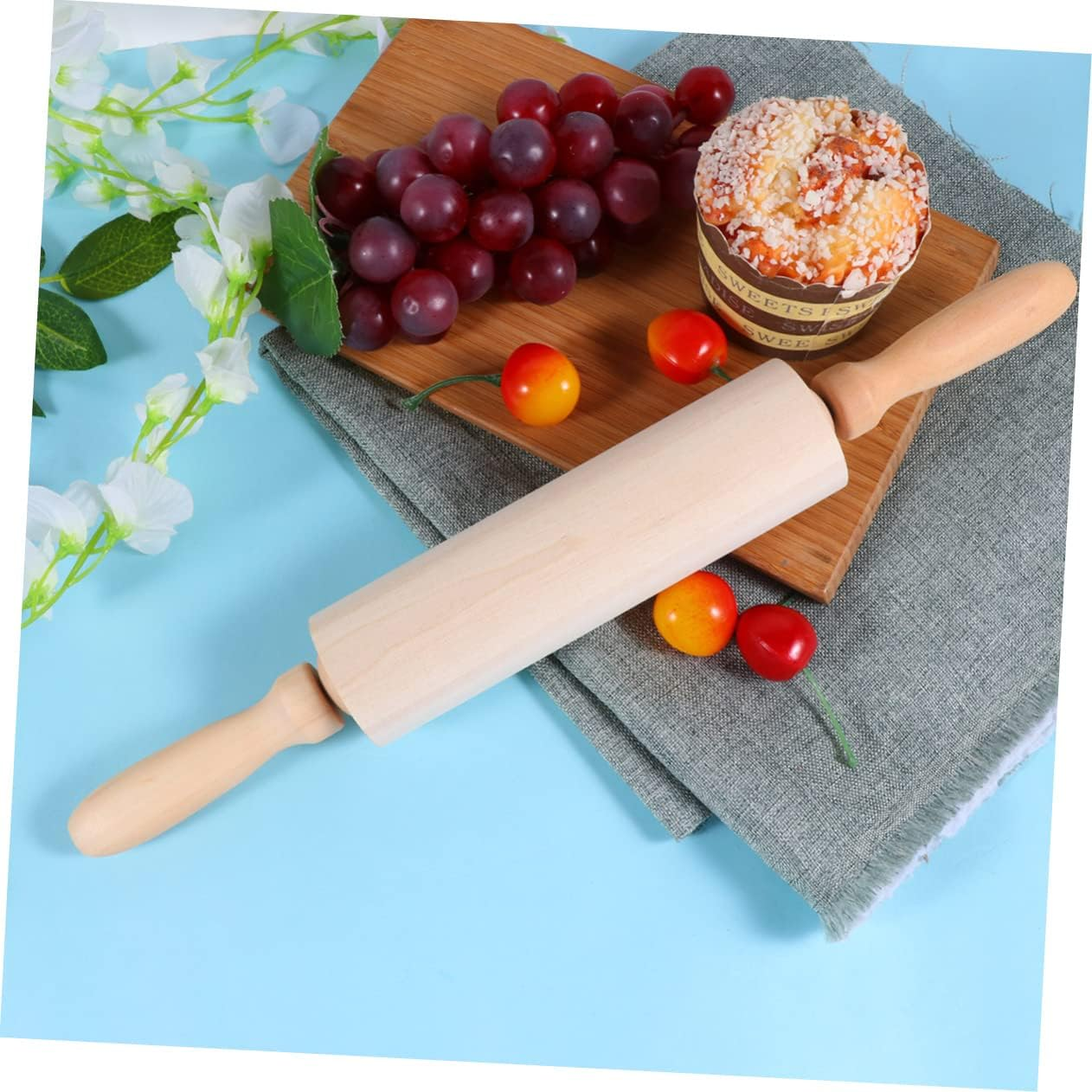 Wooden Christmas Rolling Pin Dough Roller Pin for Baking for Christmas Cookies and Pizza Preparation