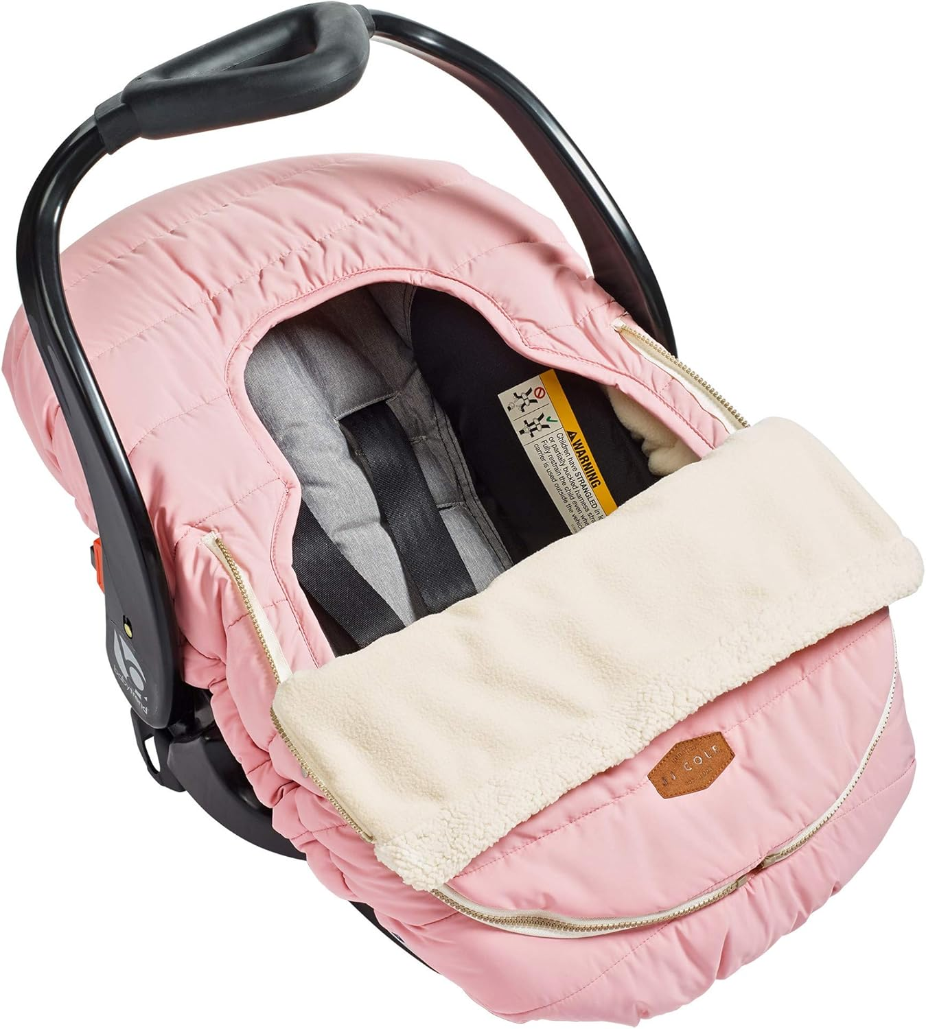 JJ Cole Winter Baby Car Seat Cover - Winter Car Seat Cover for Baby Seat or Stroller - Infant Car Seat Covers with Warm Sherpa Lining - Blush Pink image number 5