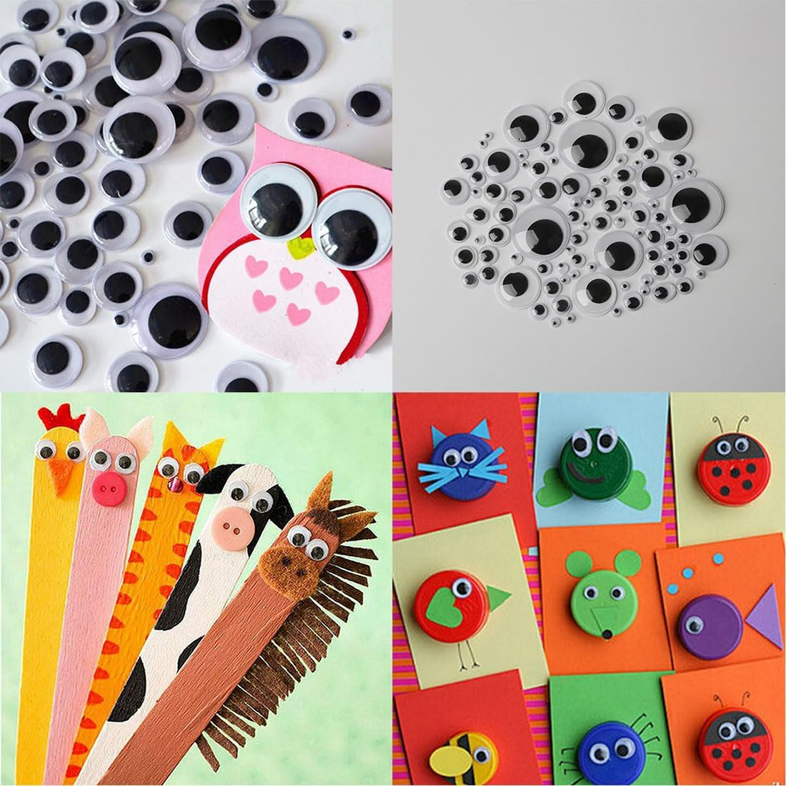 1280 Pack Wiggle Googly Eyes for Crafts - Self Adhesive Black White Plastic Eyes, Mixed Assorted Sizes Sticker for DIY Crafts Decoration image number 1
