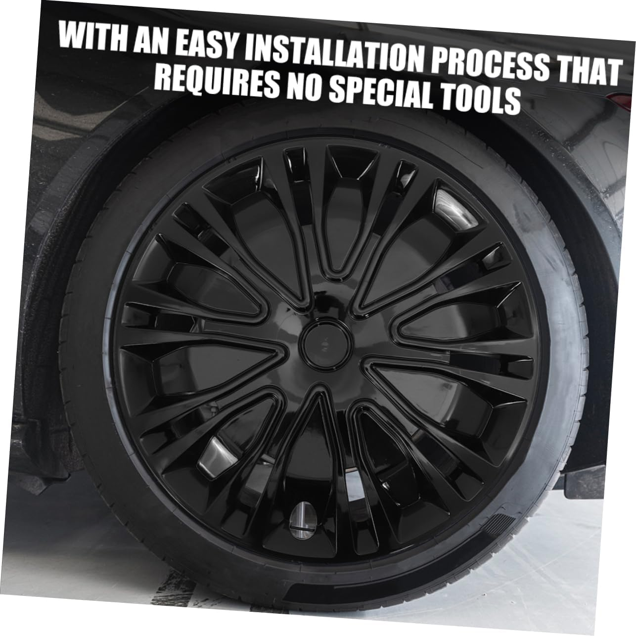 TOGEVAL 15-Inch Decorative Hubcaps Wheel Rim Covers for Cars Universal Automotive Hub Caps Black Full Cover Suitable for Car Repair and Upgrade