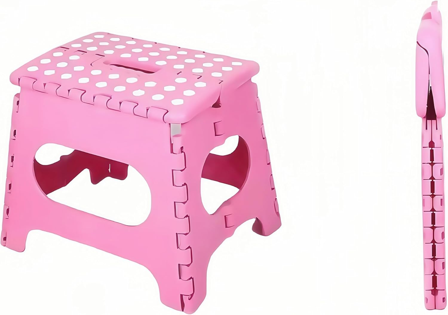 Folding Step Stool for Kids & Adults - Heavy Duty 150Kg Step Stool, 28Cm Tall Non-Slip Step Stool, Compact for Kitchen/Bathroom - Pink (LEHEGONGBA) image number 1