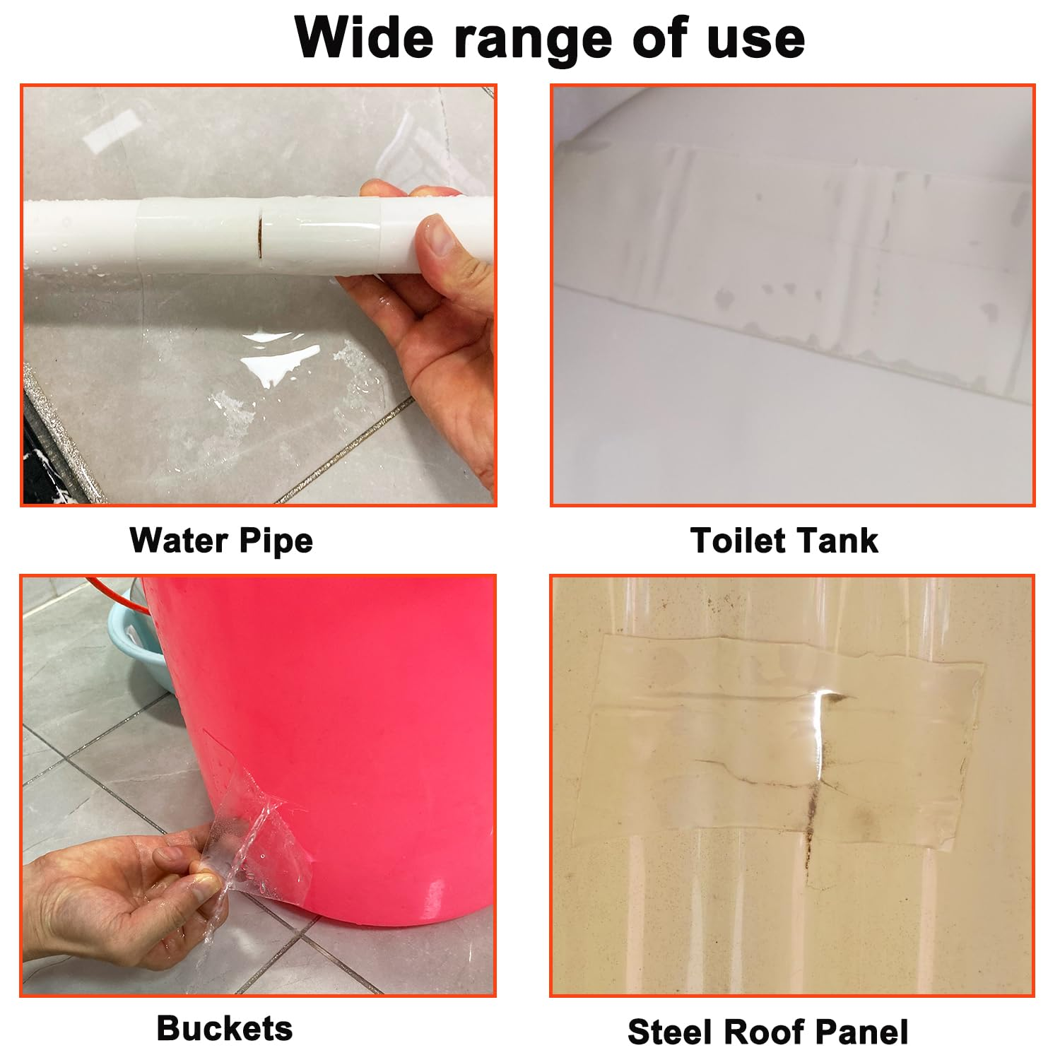 KAIHENG Strong Waterproof Patch Seal Tape, 4IN*5 FT Clear Leak Repair Tape, Heavy Duty Sealant Duct Tape for Home RV Roof Plumbing and Boats Pool Repairs, Underwater, Indoor Outdoor image number 2