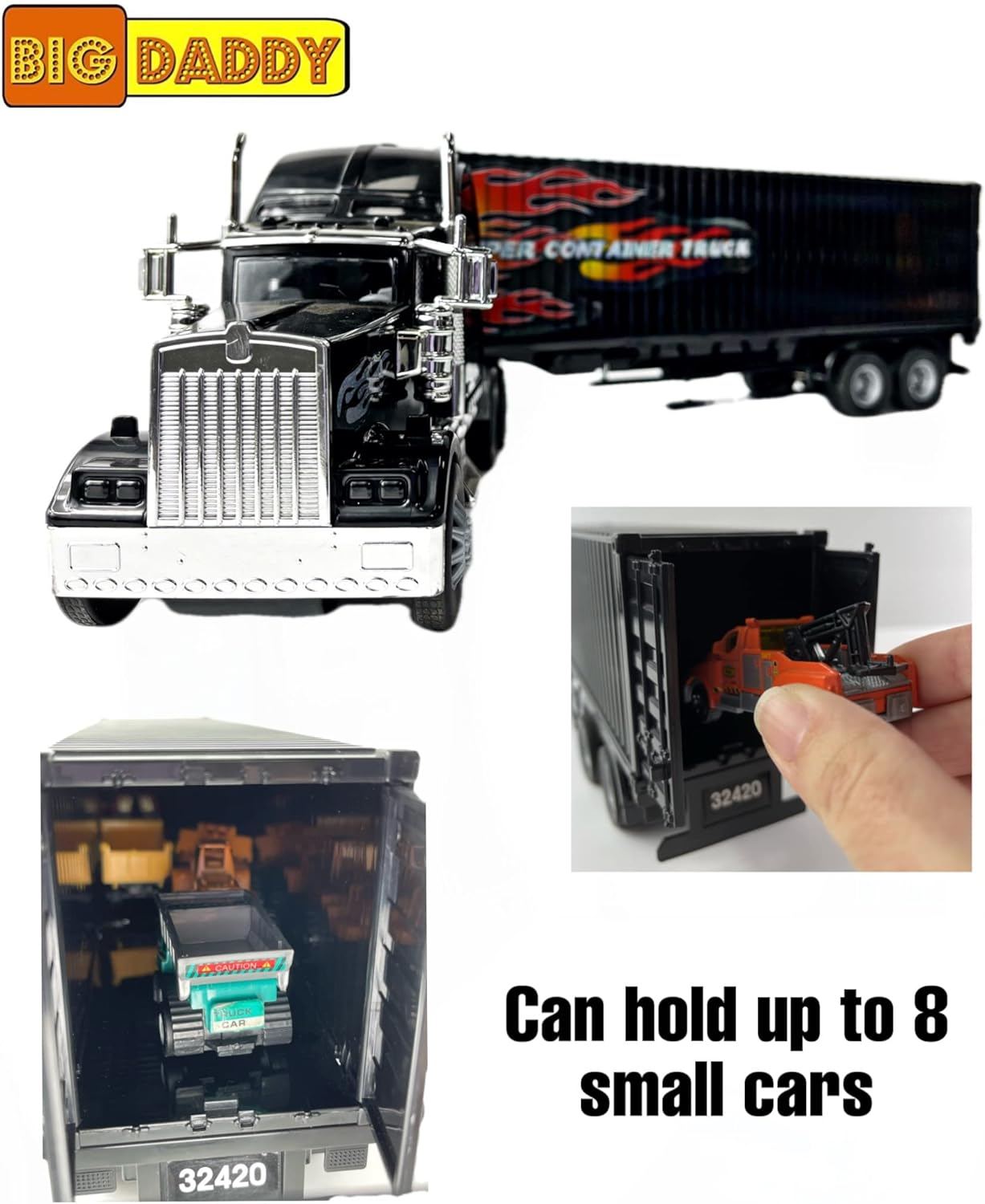 Big Daddy Big Rig Heavy Duty Tractor Trailer Transport Series Big Box Tractor Trailer (Colors May Vary) image number 4