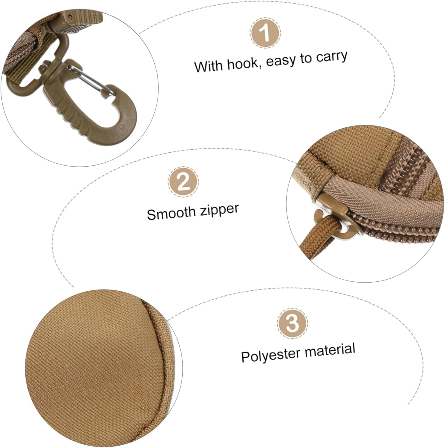 HEALEEP Sports Coin Bag Portable Storage Bag Lightweight Polyester Utility Pouch for Hiking Camping Outdoor Travel image number 4