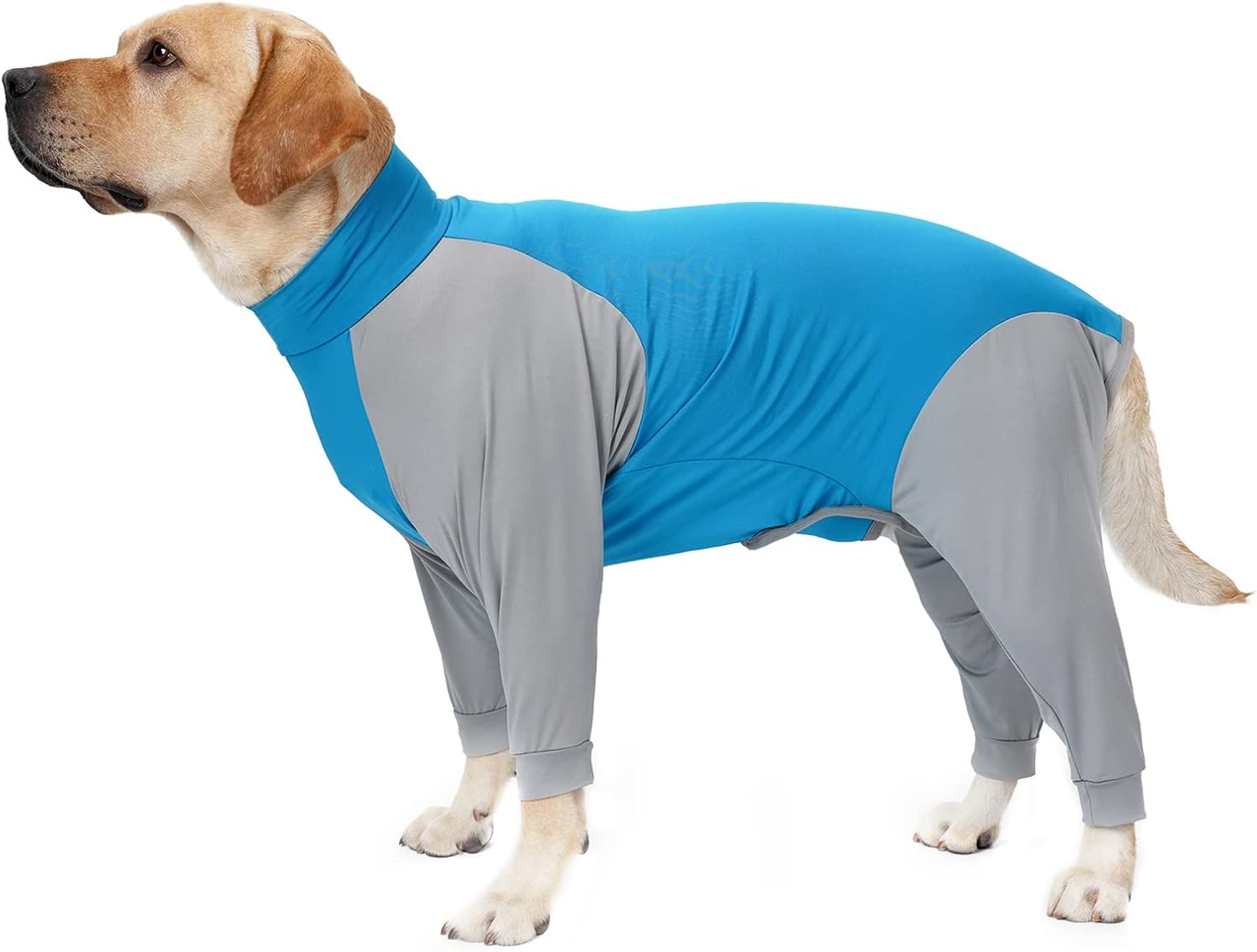 Dog Sweatshirts Four Legs Pet Jackets with Stretchy Fabric Splicing Color Turtleneck for Small Medium Large Dogs Comfortable Fit Blue image number 5