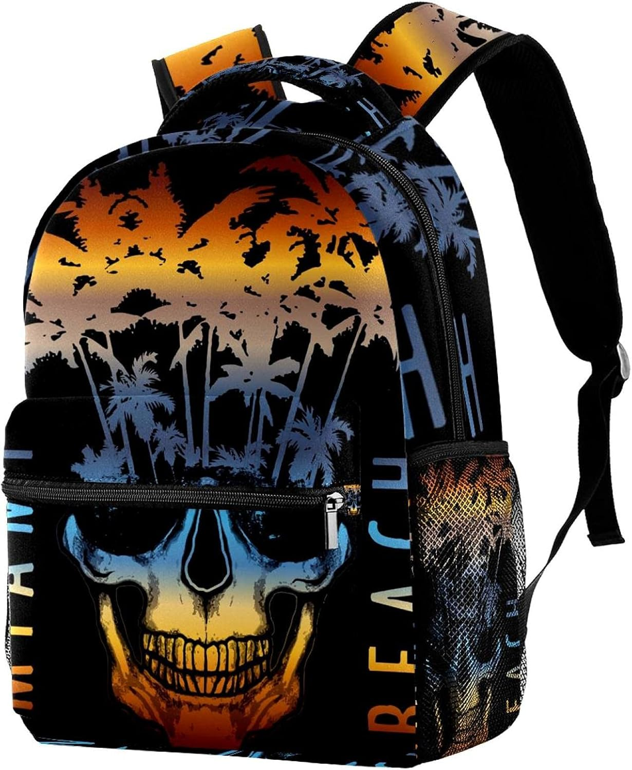 Creative Art Coconut Tree Skull Design Backpack Students Shoulder Bags Travel Bag College School Tote Backpacks image number 3