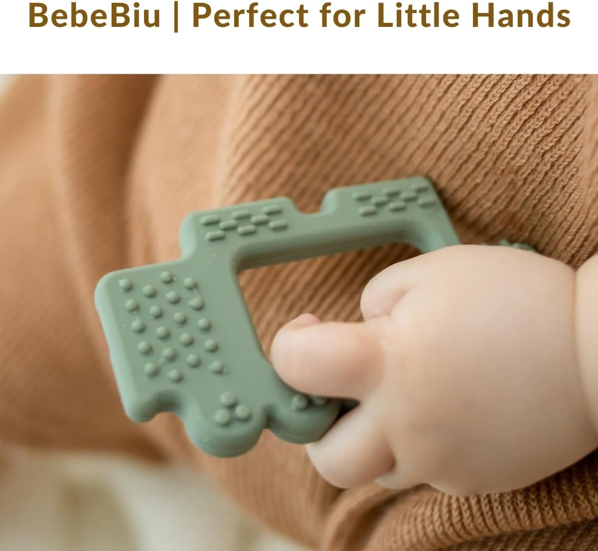 Bebebiu Crocodile Misty Purple Baby Teether, BPA Free Silicone Teething Toy