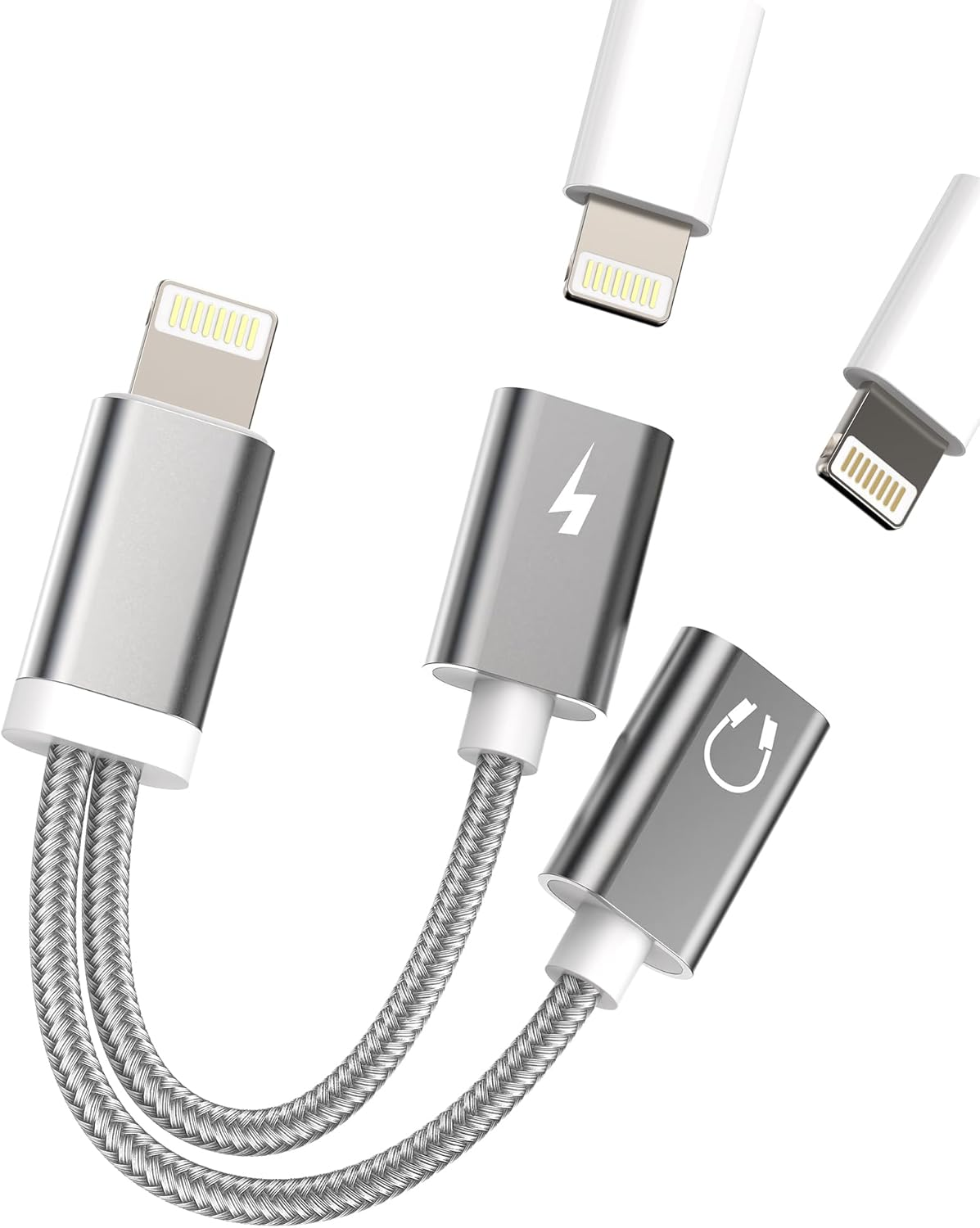 Dual Lightning Jack Splitter Apple MFI Certified (2 in 1) Iphone Headphone Adapter Charge Aux Dongle Cable Charging Earphone Audio Connector for 14 13 12 11 Pro Max X 7 8 plus Ipad Charger IP-NLFX image number 2