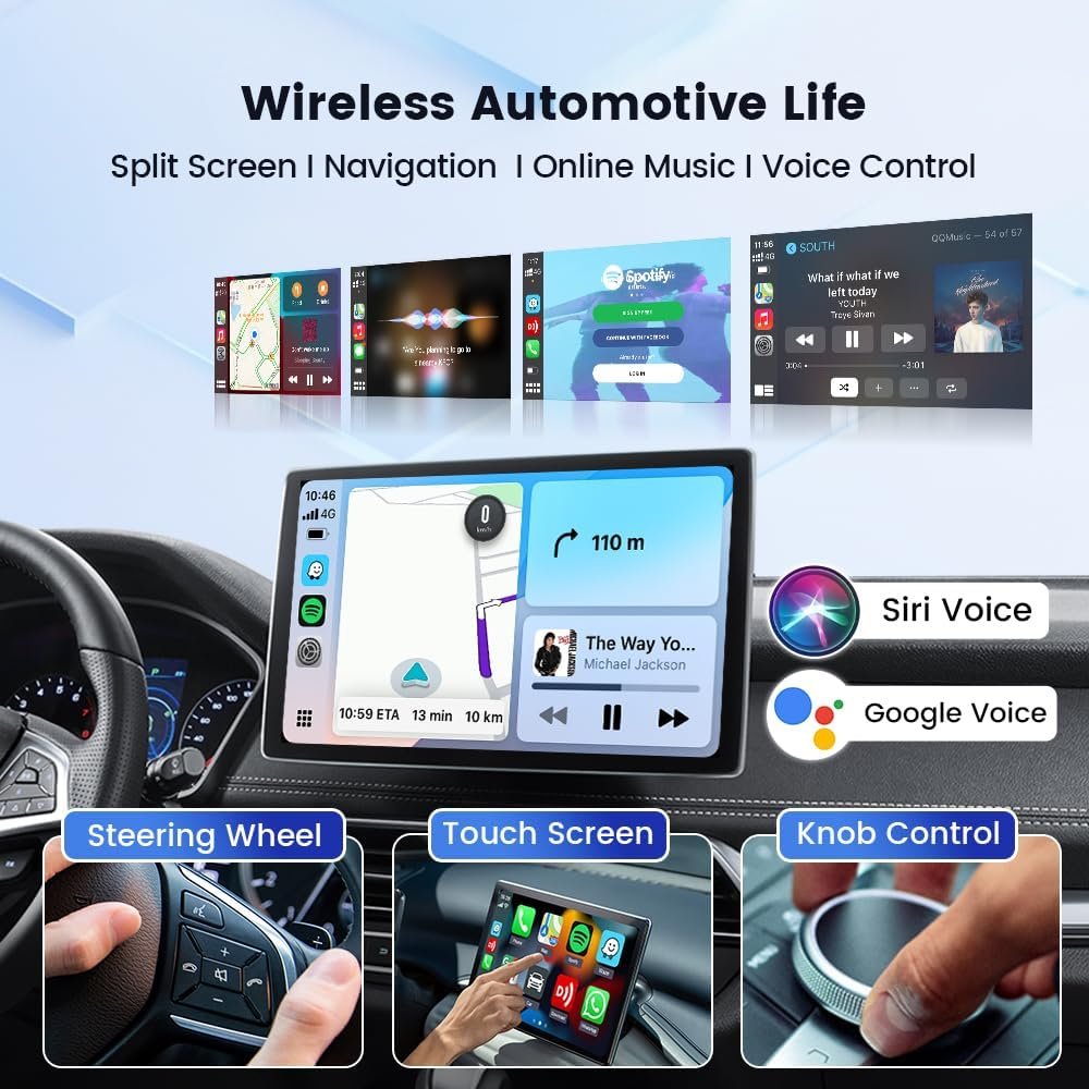 Carlinkit MINI5 PRO 2 in 1 Wireless Carplay/Android Auto Adapter, Wireless CP&AA Adapter, OTA Upgrade, USB-A/USB-C Plug, Wireless Dongle Fit for Factory Wired Carplay/Android Auto Cars 2016+