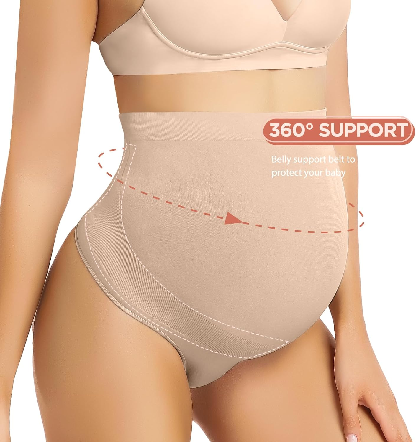 SAYCELI Seamless Maternity Thongs Underwear for Women, Pregnancy Shapewear over the Belly, Pregnant Belly Support Panties image number 2