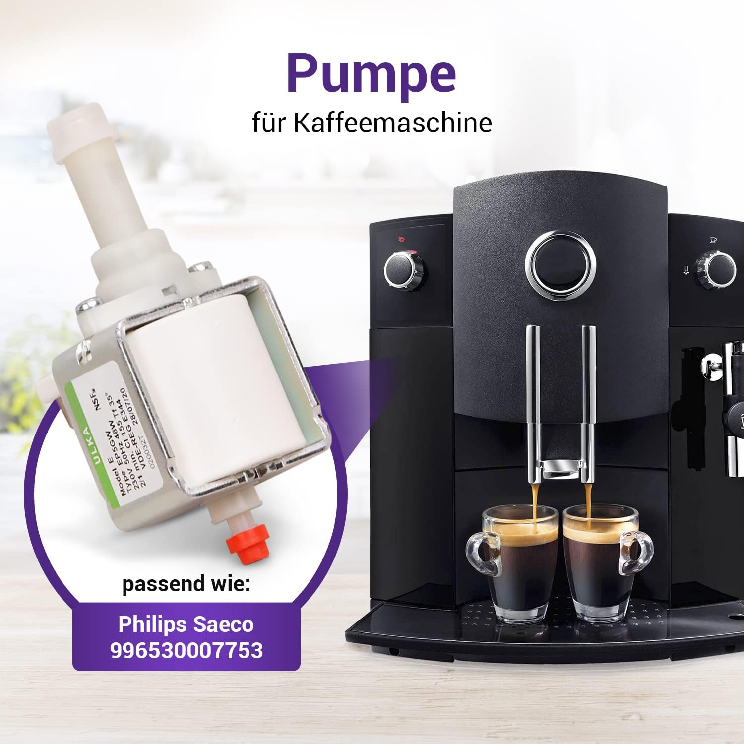 Electric Water Pump 230 V 48 W Replacement for Hhilips 996530007753 & Electric Pump Ulka EP5GW Delonghi Water Pump for Coffee Machine image number 3