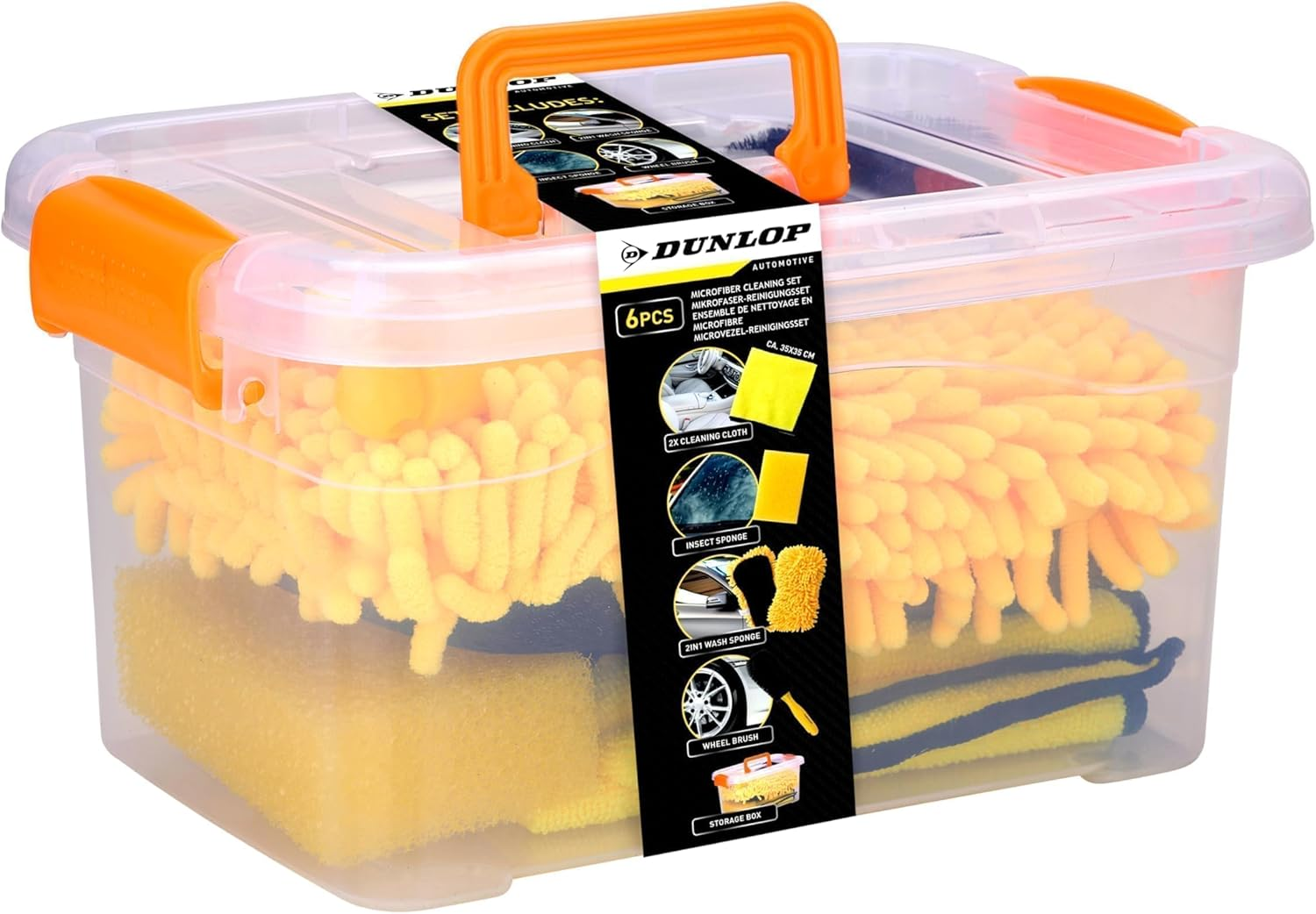 Dunlop Car Cleaning Set - Car Care Set for Interior and Exterior - Car Wash Set with Brushes - Storage Box image number 2