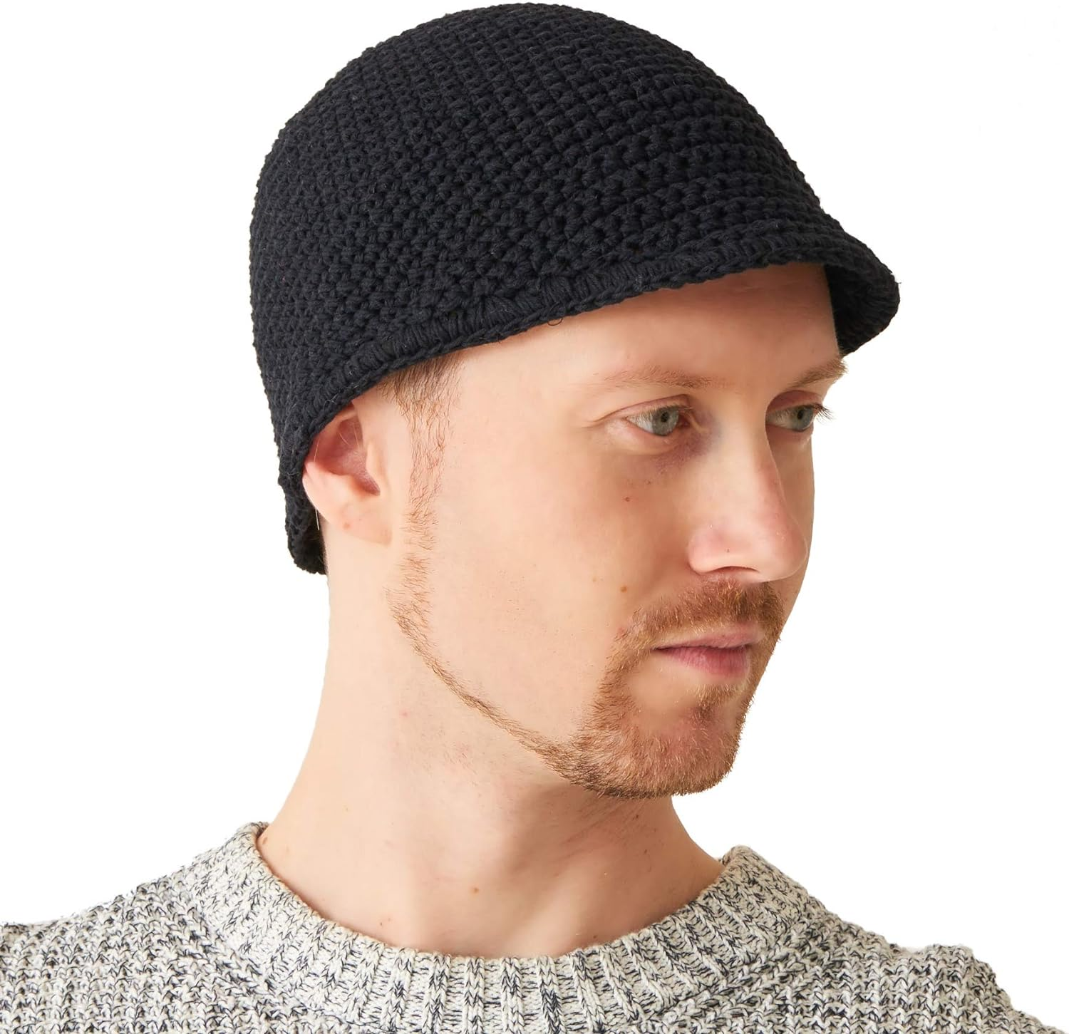 CHARM Mens Kufi Beanie Hat - Billed Skull Cap Cotton Chemo Hat Sensitive Skin