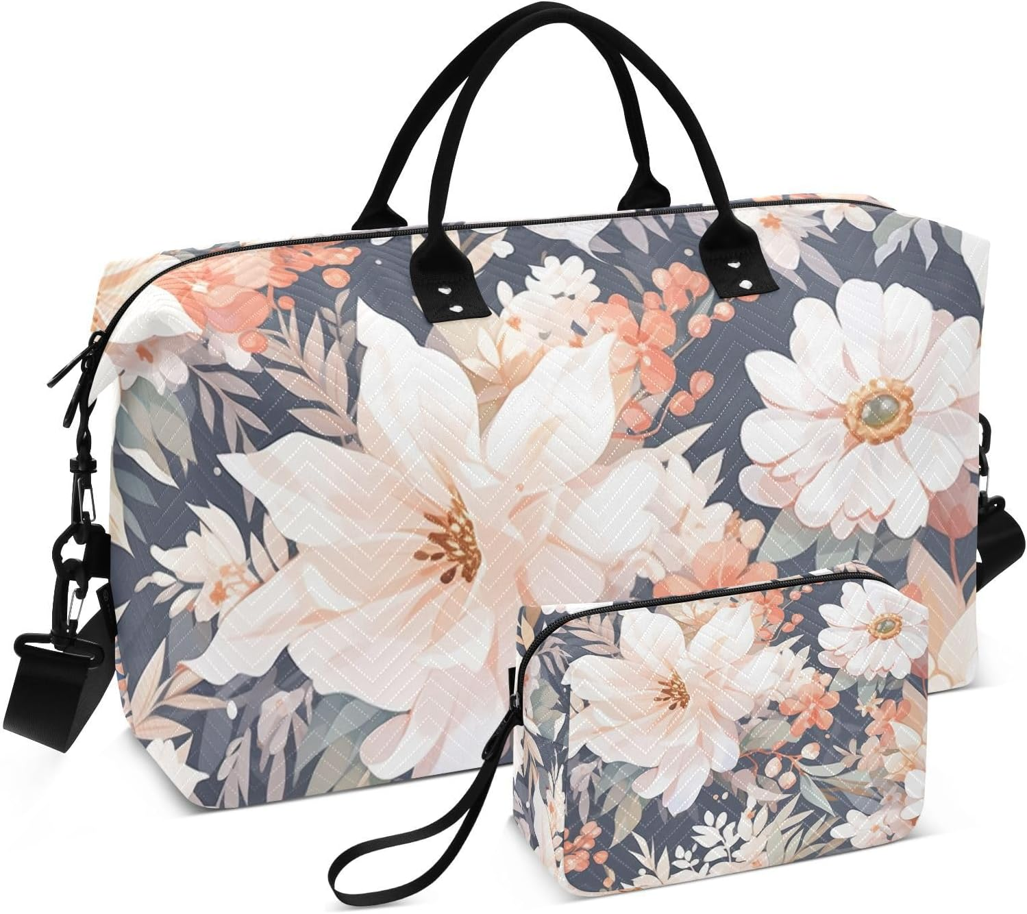 XYMZR Large Travel Duffel Bag, Drawing Flower Sports Tote Gym Bag, Shoulder Weekender Overnight Bag for Women Men, Carry on Luggage with Toiletry Bags, Multi-Colored image number 3