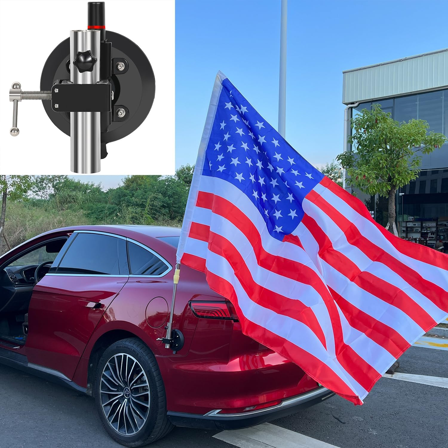 Flag Pole Mount for Truck - Flag Suction Cup for Car, Reusable Suction Cup Flag Pole Mount, No Drill Suction Cup Flag Holder with Strong Suction, Load Capacity 260 Pounds, 1 Pack image number 6