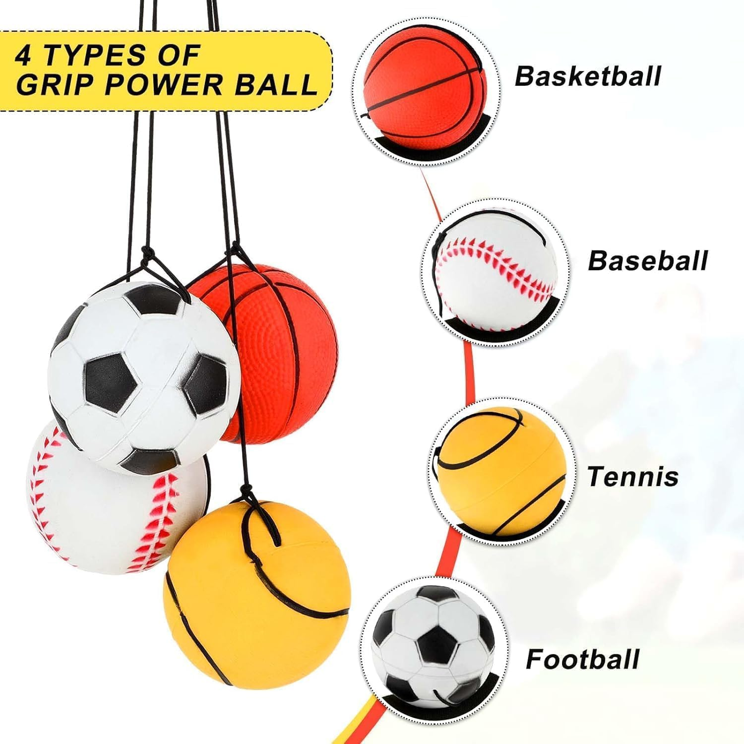 Return Ball Rubber Sport Ball with Wrist Strap and String Rebound Bouncy Balls Wrist Rebound Toy on Elastic String Toy for Teens Adults Exercise Play image number 4