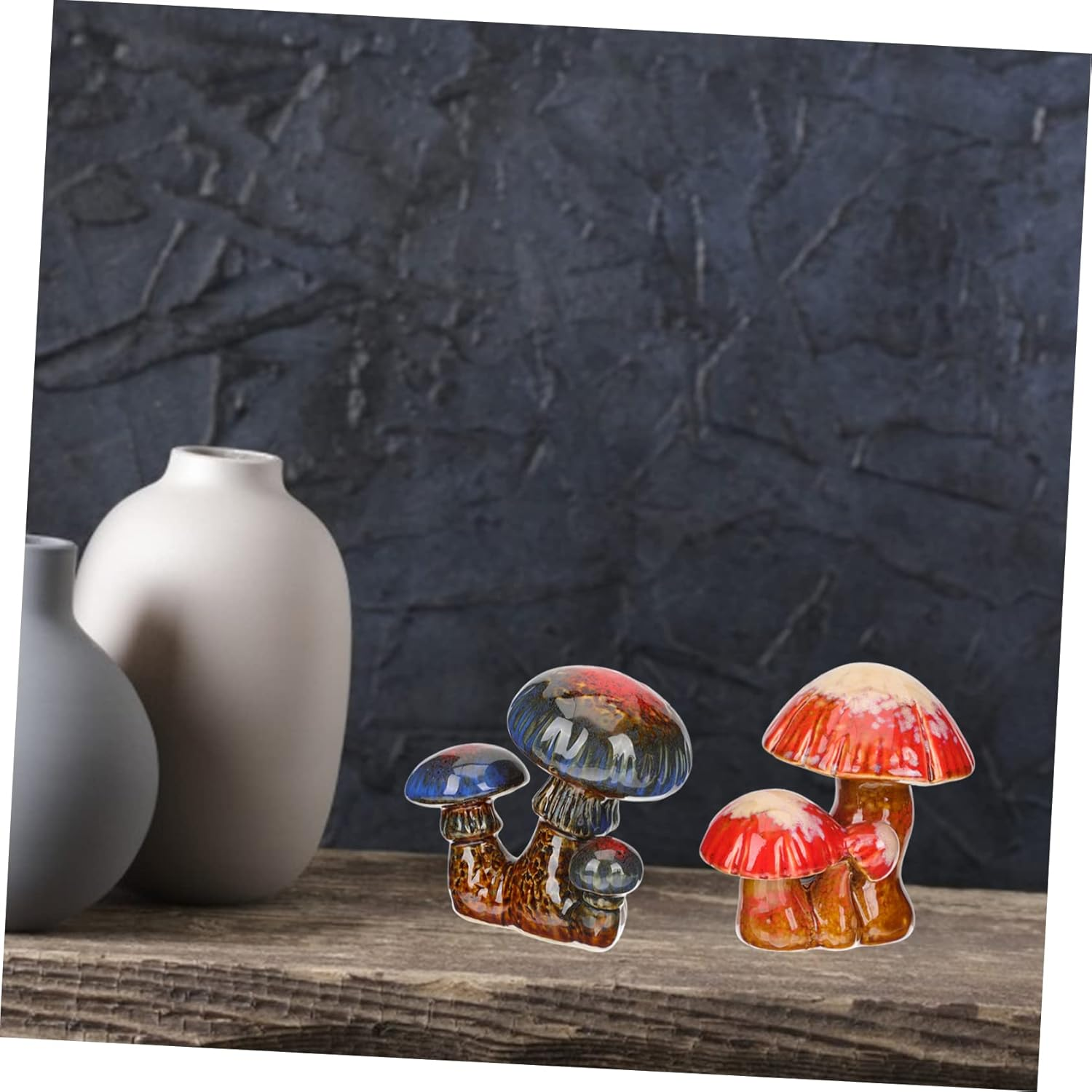 STOBAZA 2Pcs Simulated Mushroom Decor Ceramic Mushroom Statues Plant Pot Decors for Outdoor Gardening image number 2